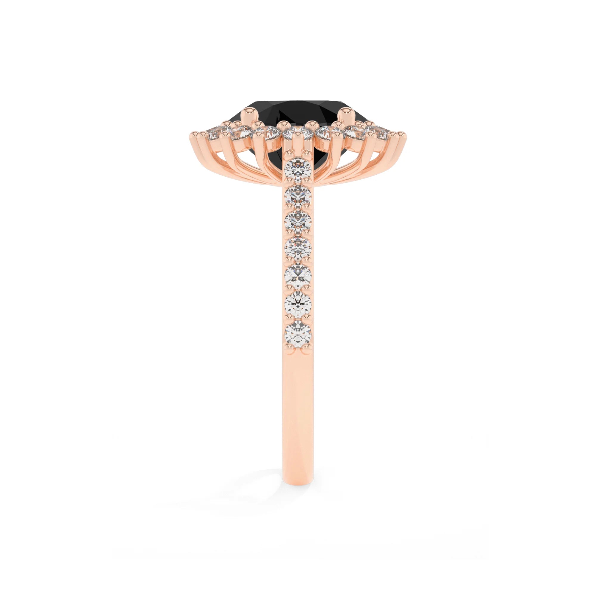 natural black-onyx round solitaire rings in rose gold 