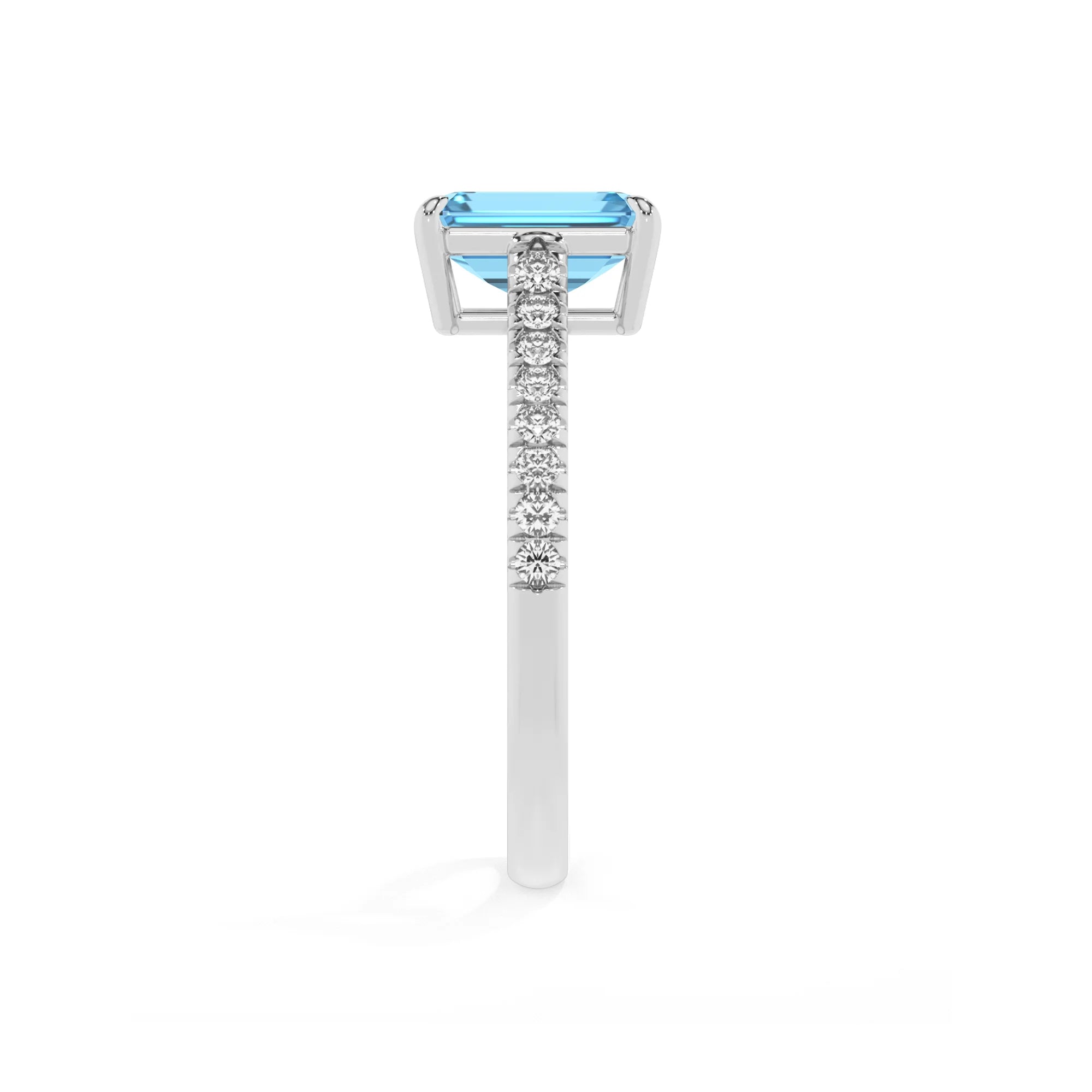 natural swiss-blue-topaz emerald cut half eternity solitaire engagement rings in white gold 
