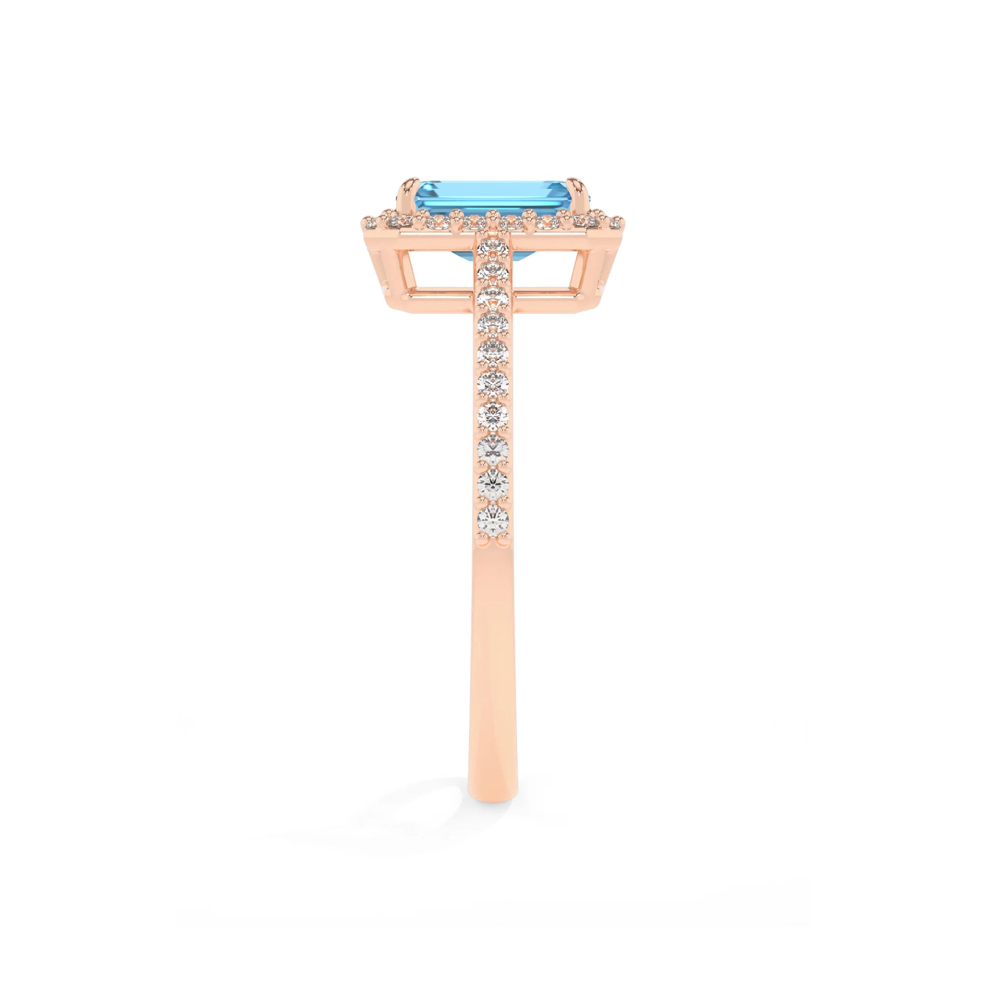 natural swiss-blue-topaz emerald cut solitaire rings in rose gold 