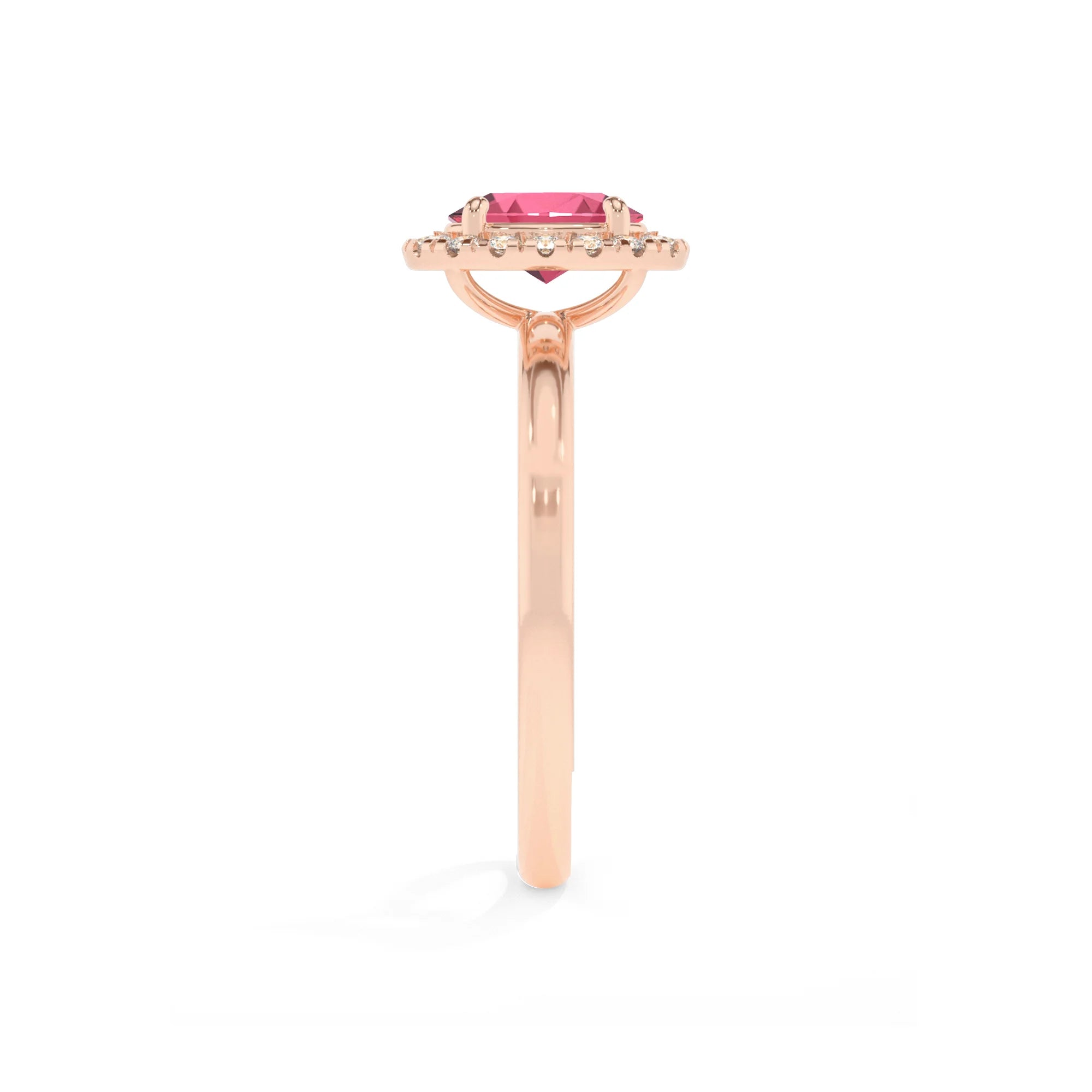 lab grown pink-tourmaline oval solitaire rings in rose gold 