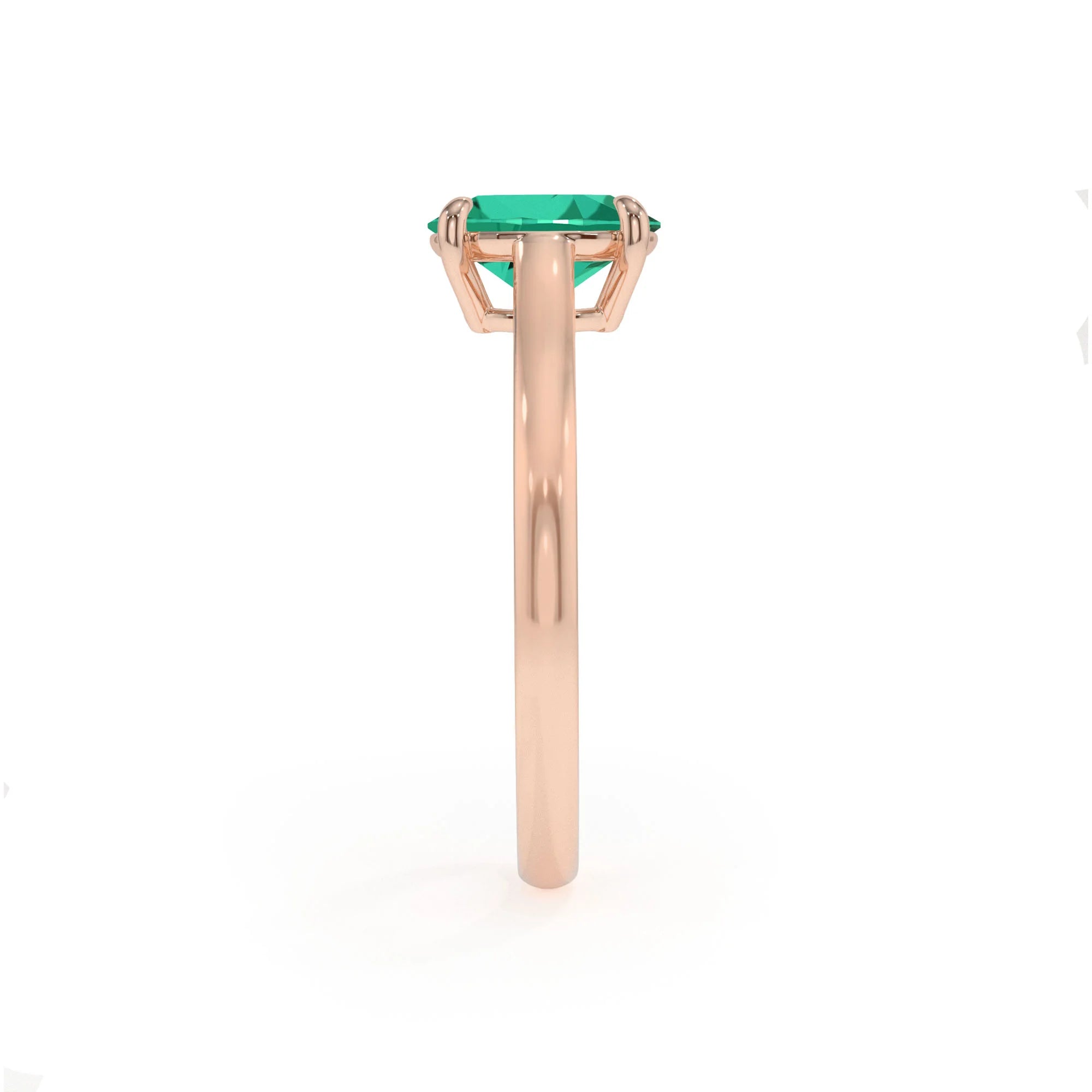 lab grown emerald oval solitaire rings in rose gold 