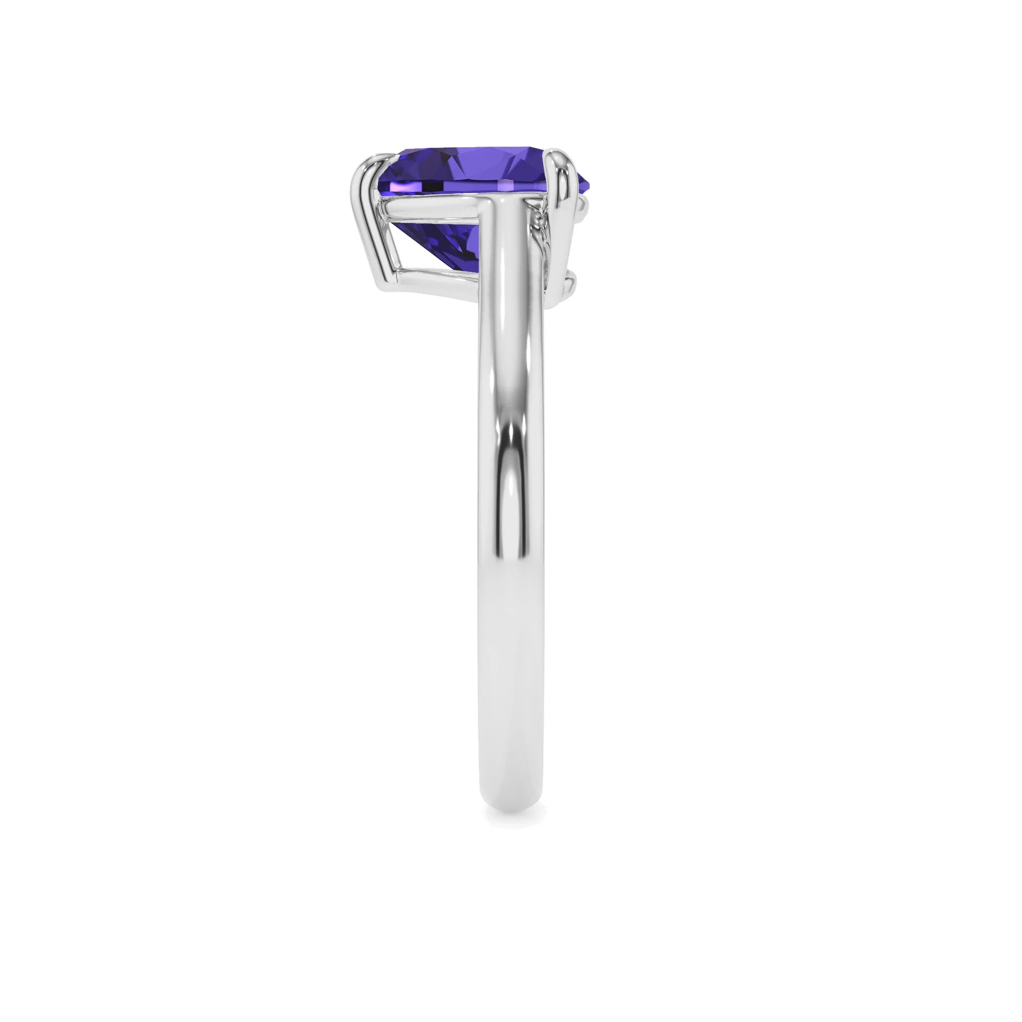 lab grown tanzanite heart solitaire rings in platinum 