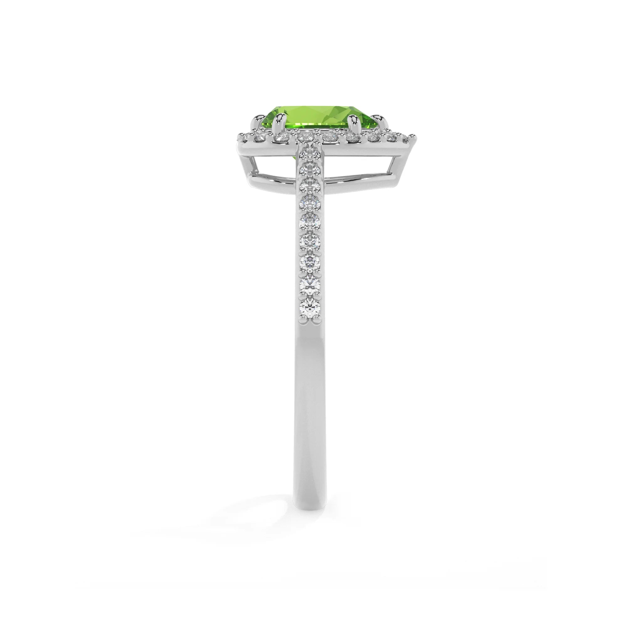 natural peridot pear solitaire rings in sterling silver 