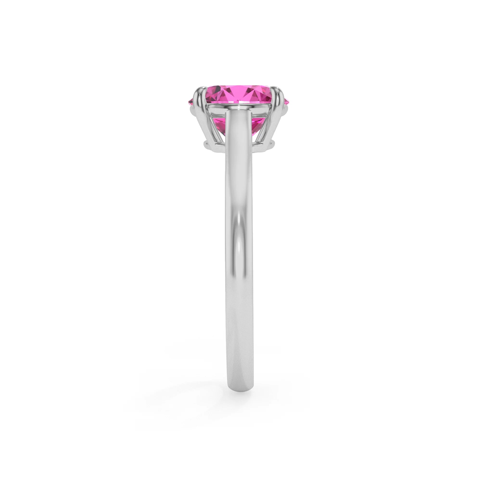 lab grown pink-sapphire round solitaire rings in white gold 