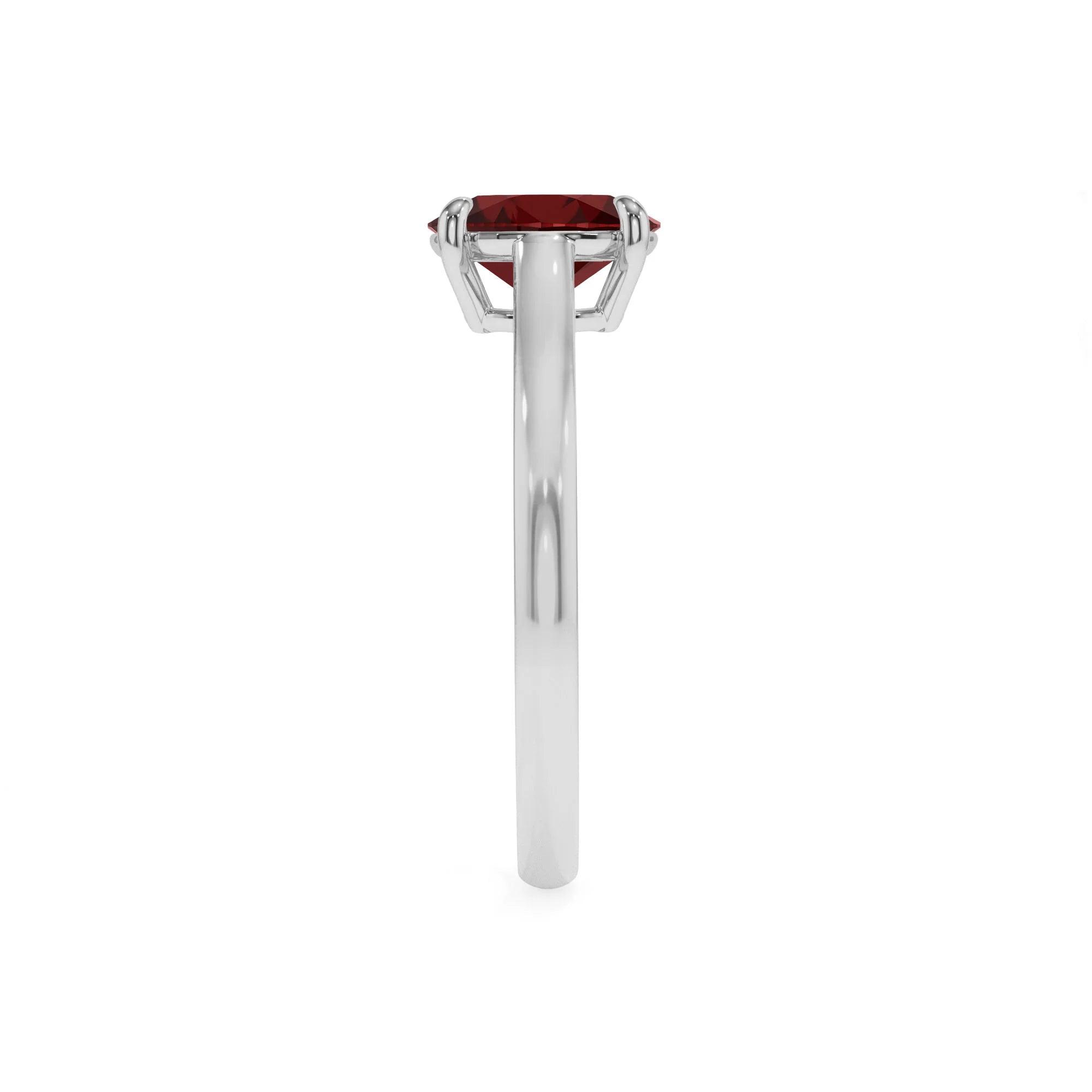 natural garnet oval solitaire rings in sterling silver 
