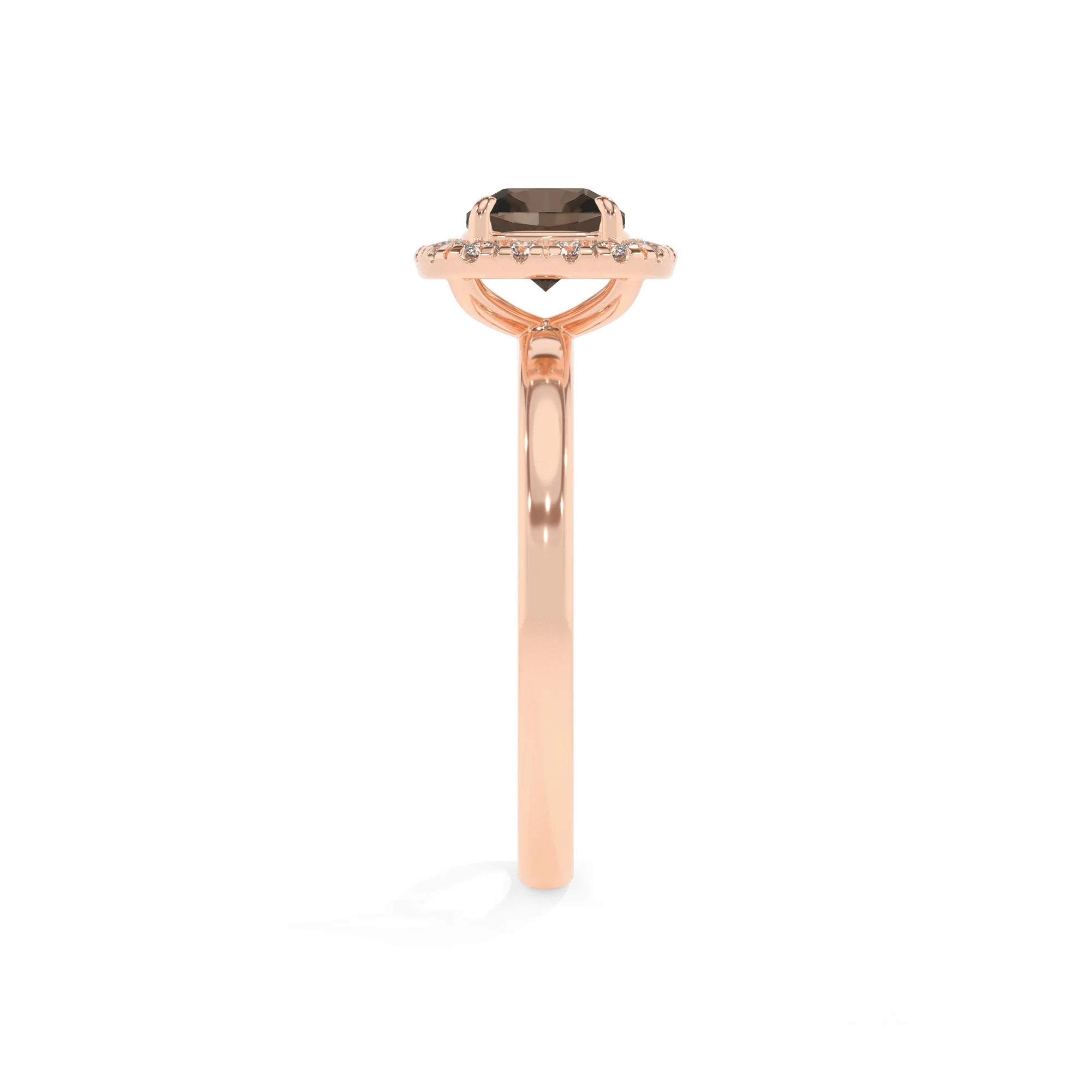natural smoky-quartz cushion solitaire rings in rose gold 