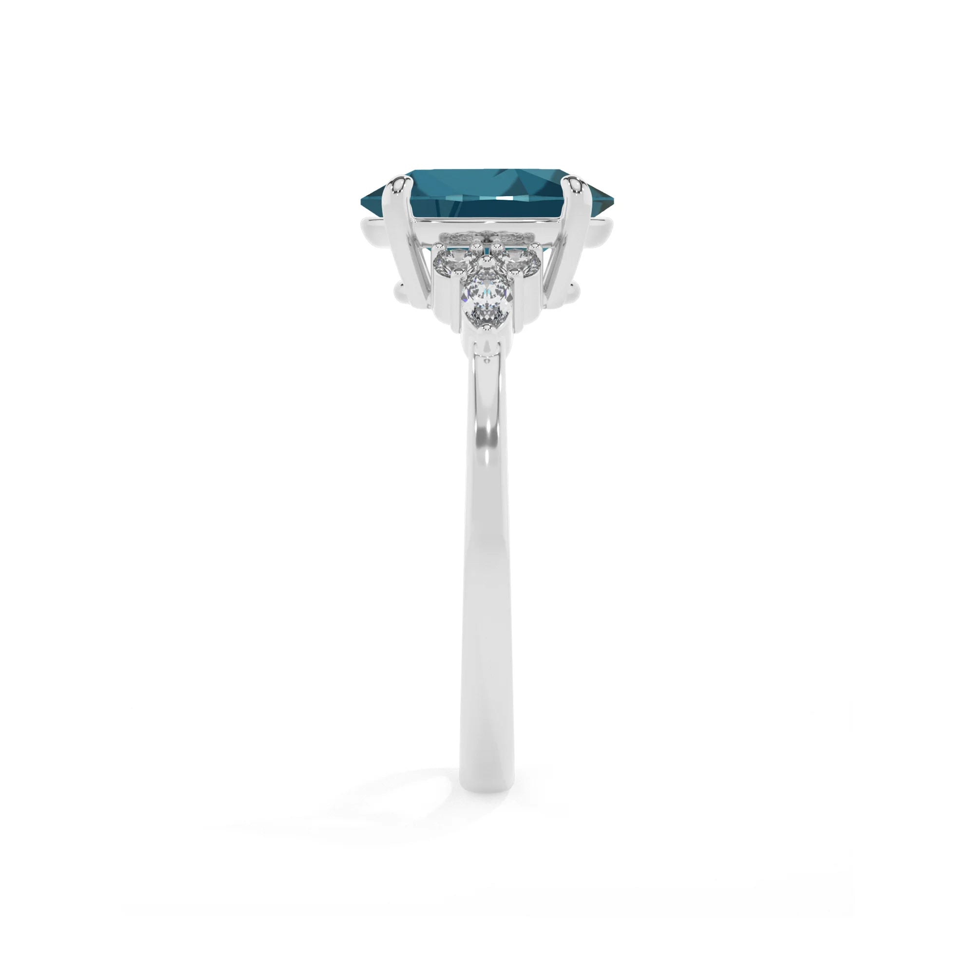 natural london-blue-topaz oval solitaire rings in sterling silver 