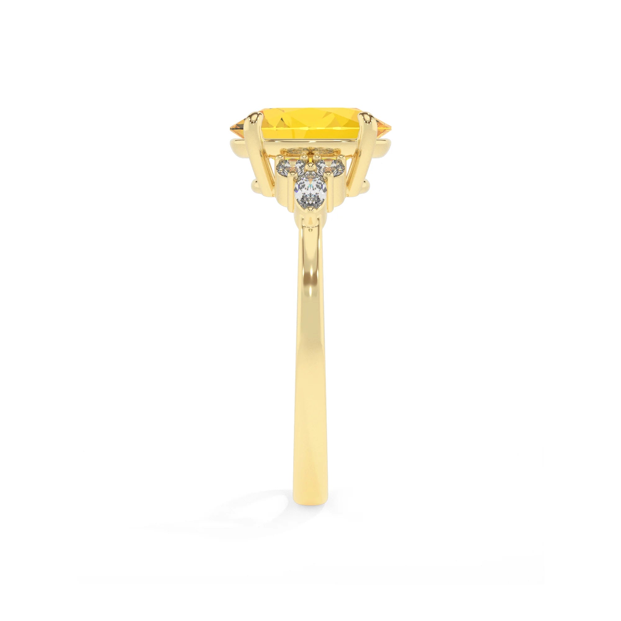lab grown yellow-sapphire oval solitaire rings in yellow gold 
