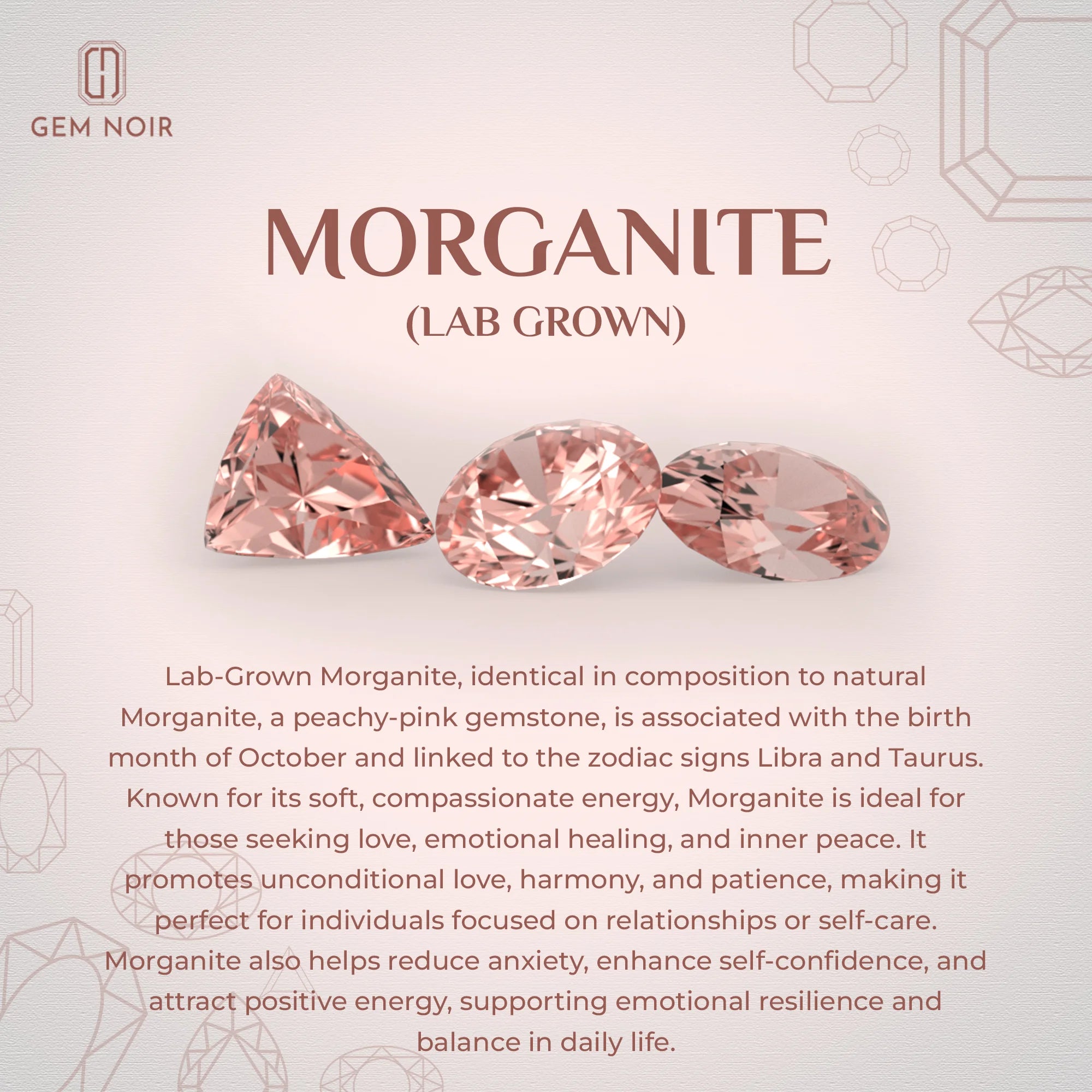 lab grown morganite emerald cut solitaire rings in rose gold 