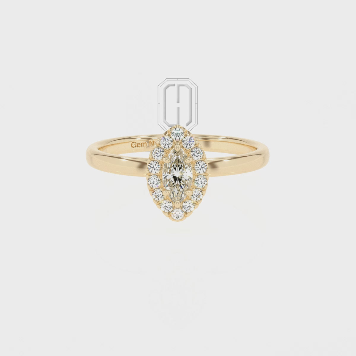 Lab Grown Moissanite Marquise Halo Solitaire Engagement Rings