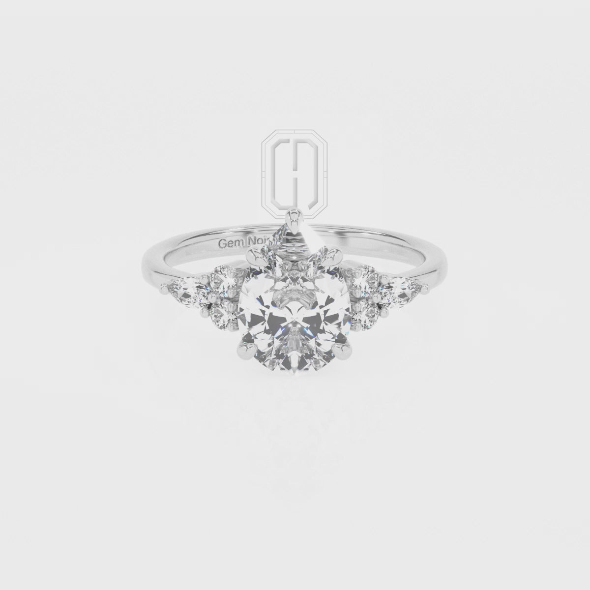 Lab Grown Blue Sapphire Pear with Diamonds Solitaire Engagement Rings