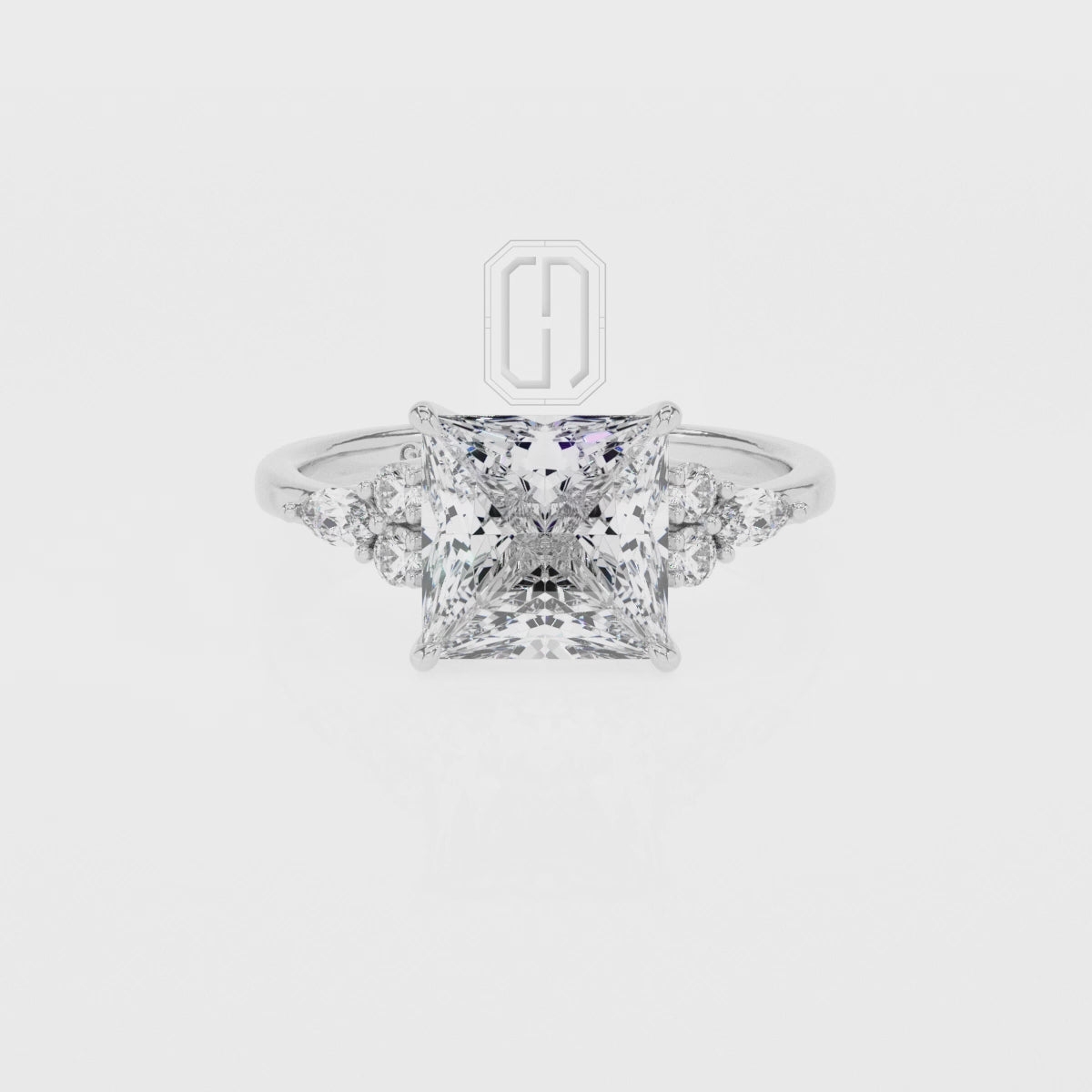 Lab Grown Moissanite Princess Solitaire Engagement Rings