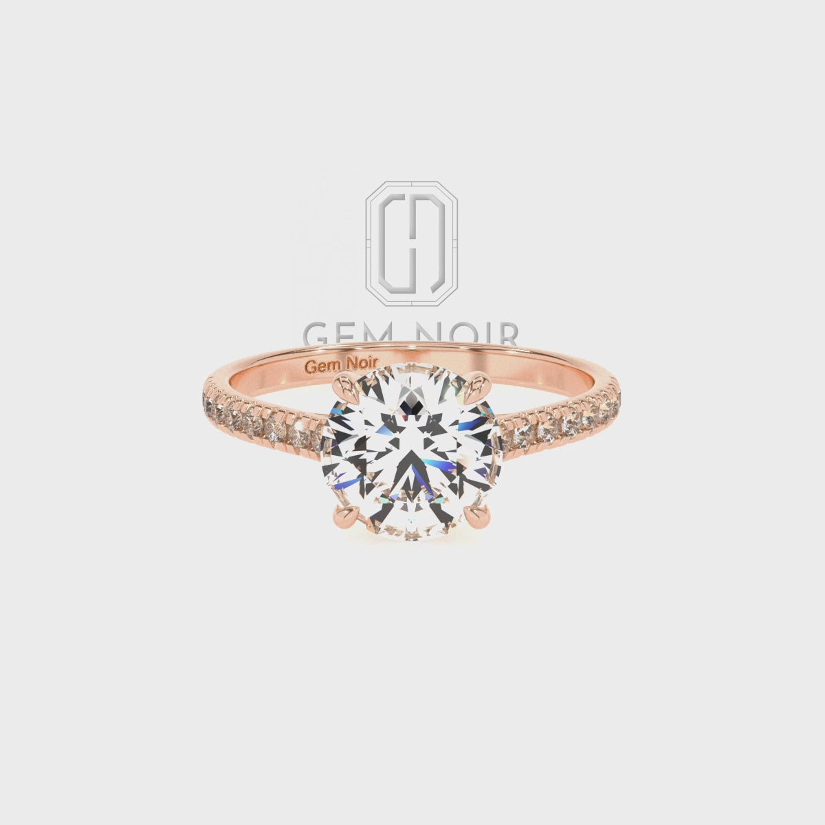 Natural Smoky Quartz Round Half Eternity with Diamonds Solitaire Engagement Rings