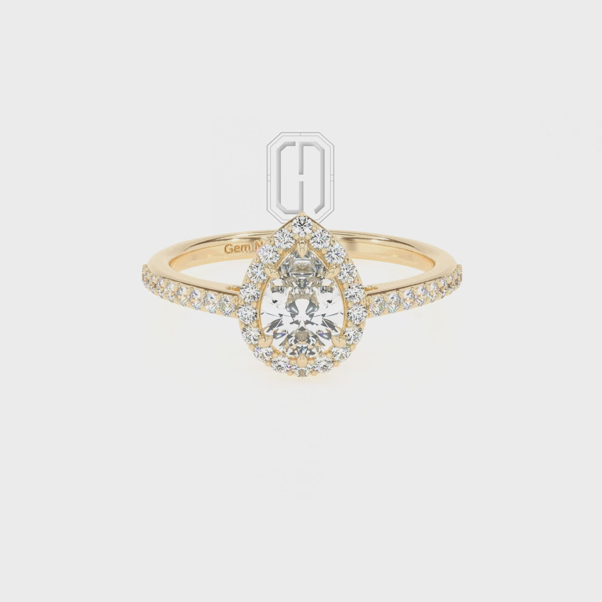 Natural Smoky Quartz Pear with Diamonds Halo Solitaire Engagement Rings