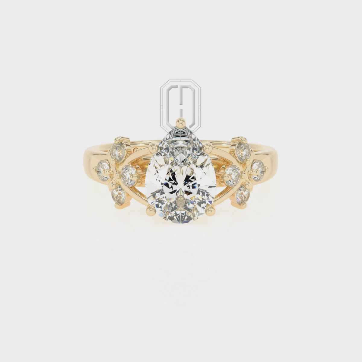 Lab Grown Moissanite Pear Solitaire Engagement Rings