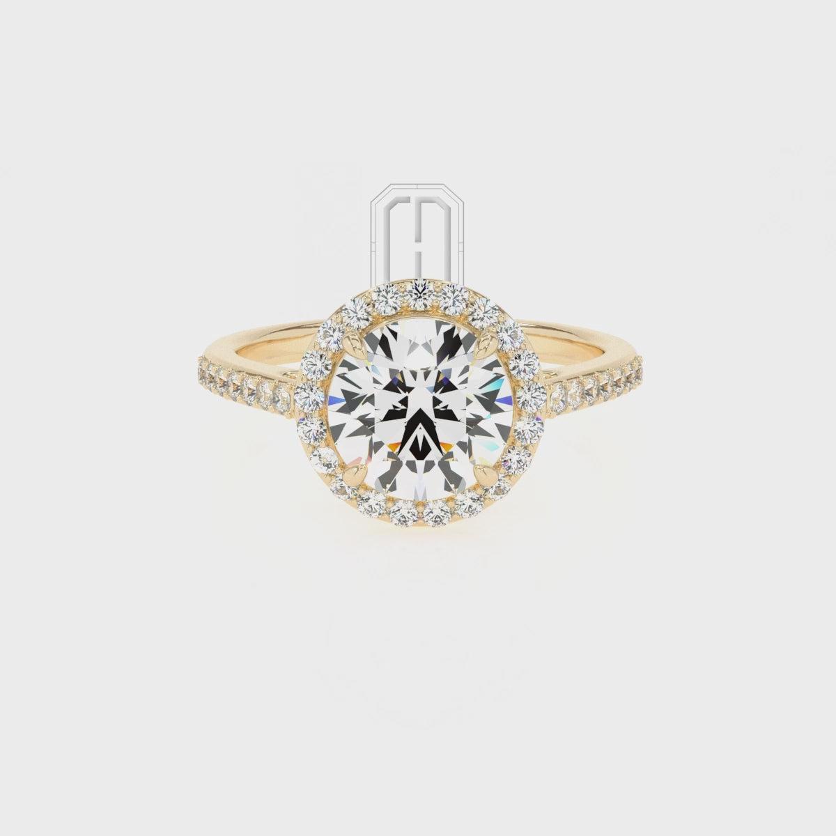 Lab Grown Emerald Round with Diamonds Halo Solitaire Engagement Rings