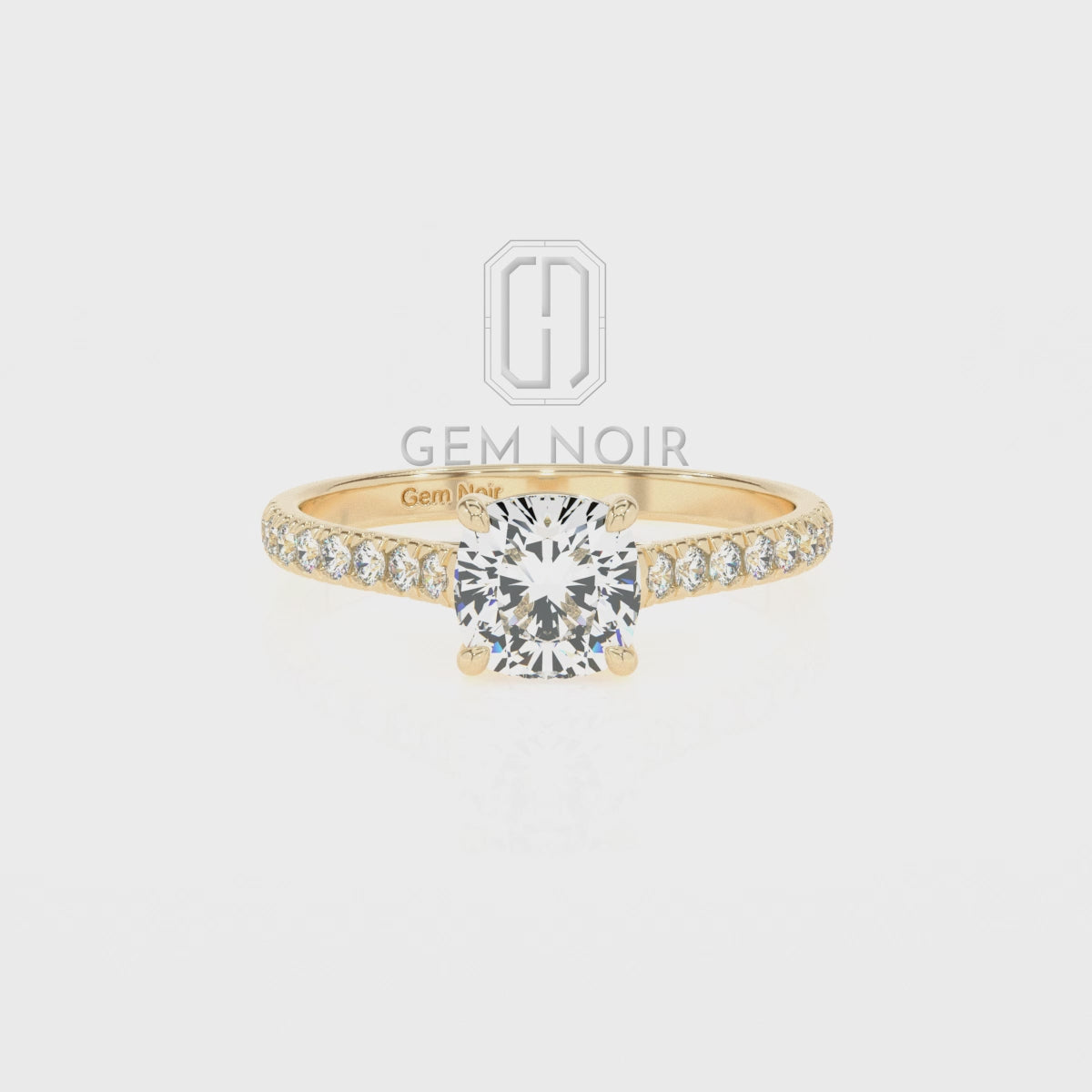 Lab Grown Emerald Cushion Half Eternity with Diamonds Solitaire Engagement Rings