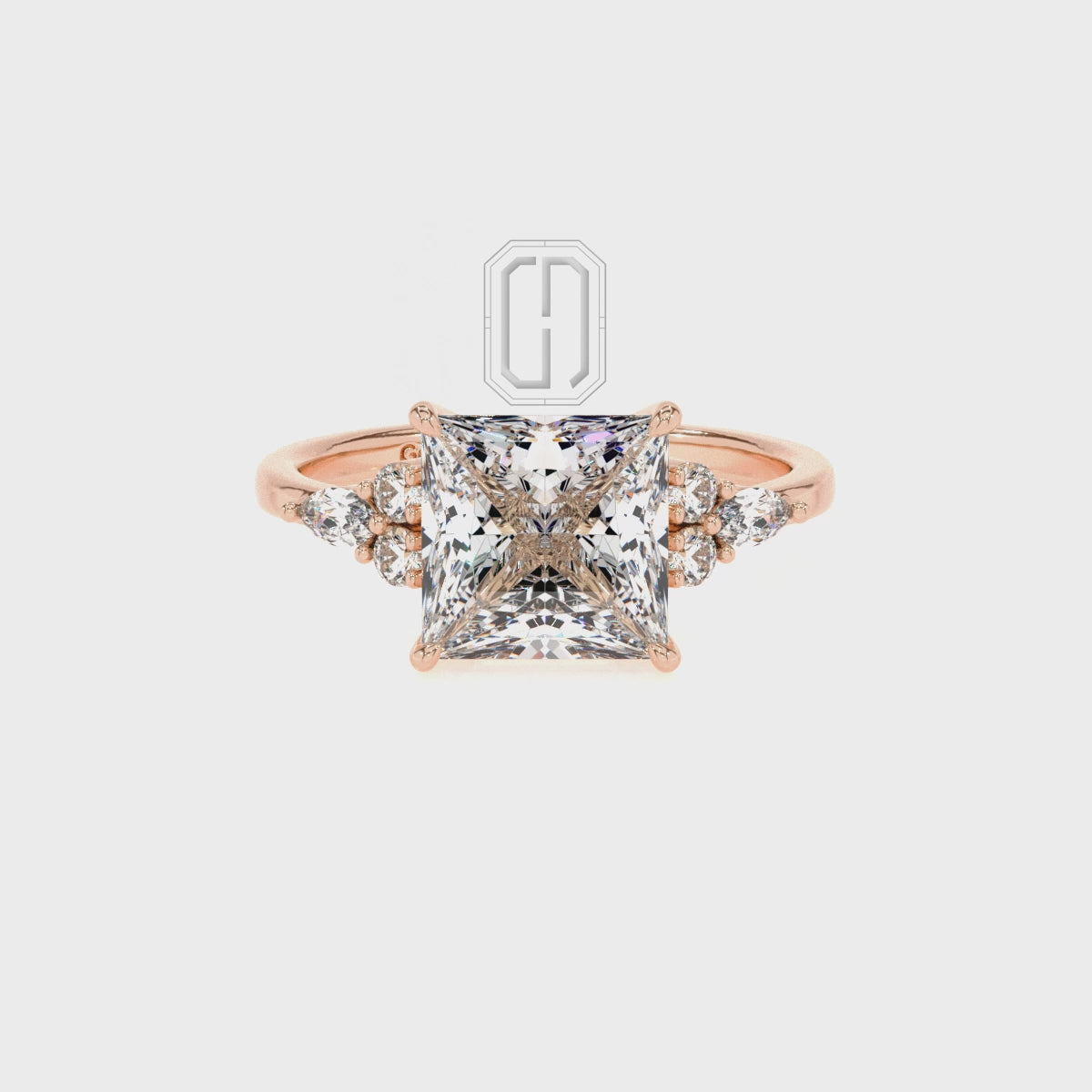 Lab Grown Moissanite Princess Solitaire Engagement Rings