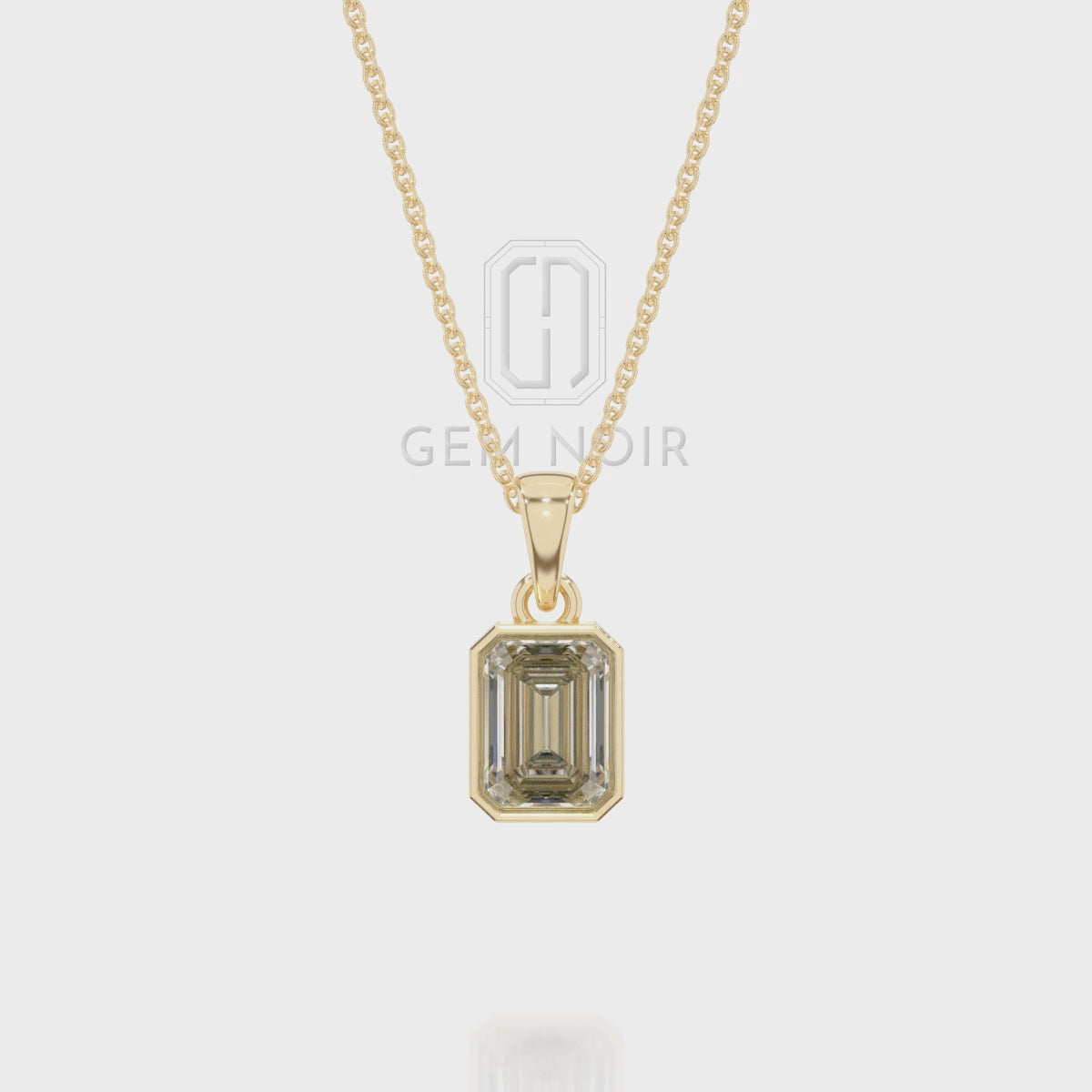Natural London Blue Topaz Emerald-Cut Solitaire Pendant Necklace with 18" Chain