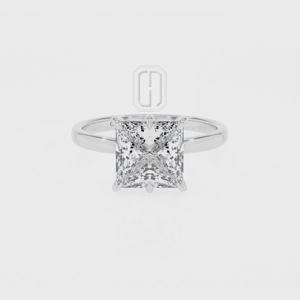 Lab Grown Moissanite Princess Solitaire Engagement Rings