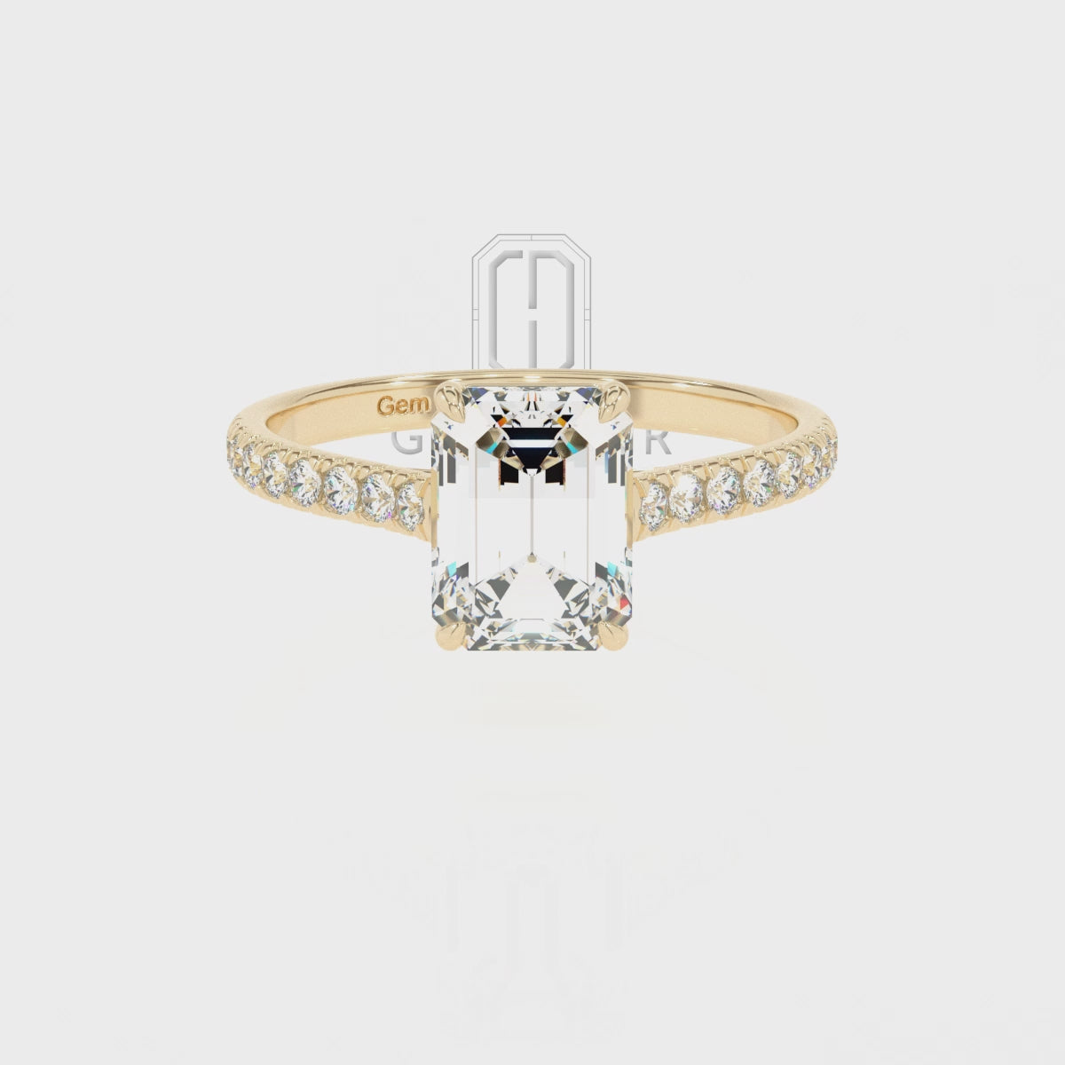 Lab Grown Alexandrite Emerald-Cut Half Eternity with Diamonds Solitaire Engagement Rings
