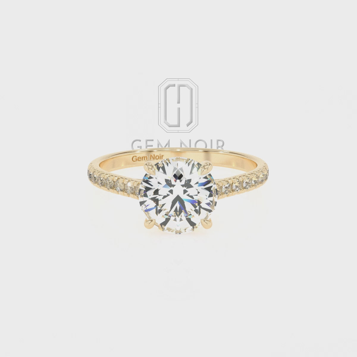 Natural Rainbow Moonstone Round Half Eternity with Diamonds Solitaire Engagement Rings