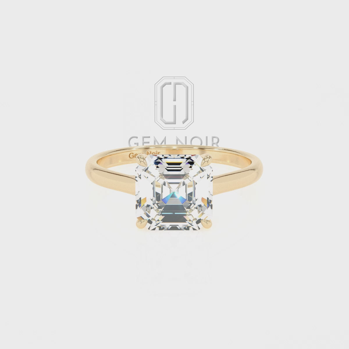 Lab Grown Moissanite Asscher Solitaire Engagement Rings