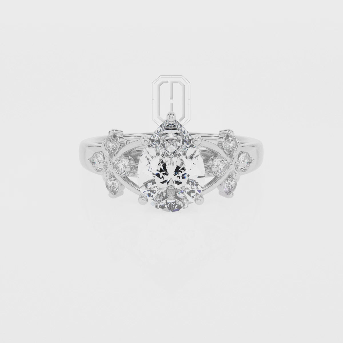 Lab Grown Alexandrite Pear Criss Cross with Diamonds Solitaire Engagement Rings