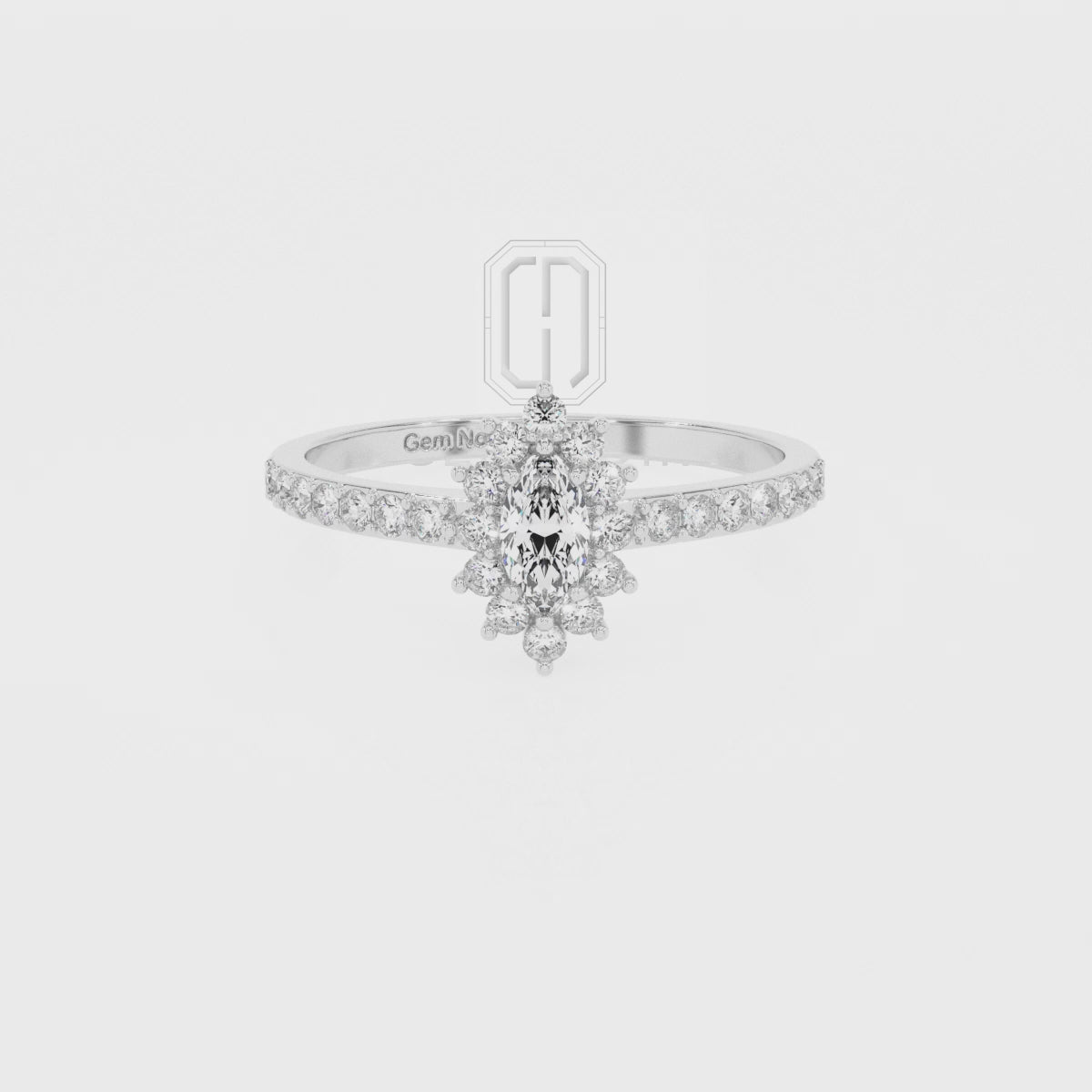 Lab Grown Moissanite Marquise Double Halo Solitaire Engagement Rings