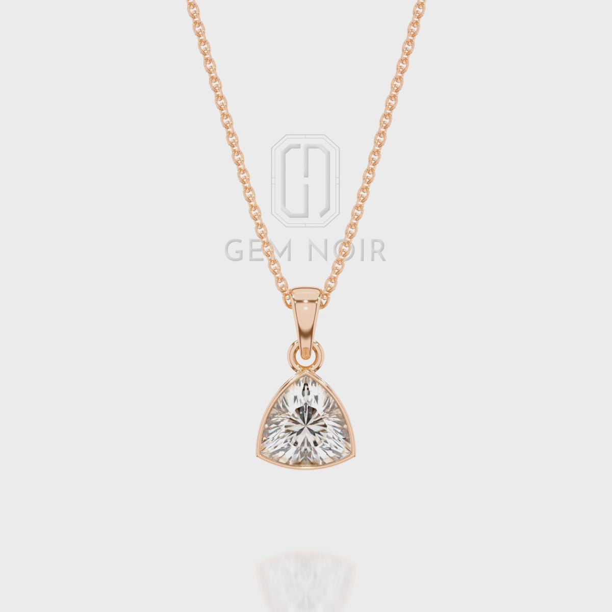 Natural Rainbow Moonstone Trillion Solitaire Pendant Necklace with 18" Chain