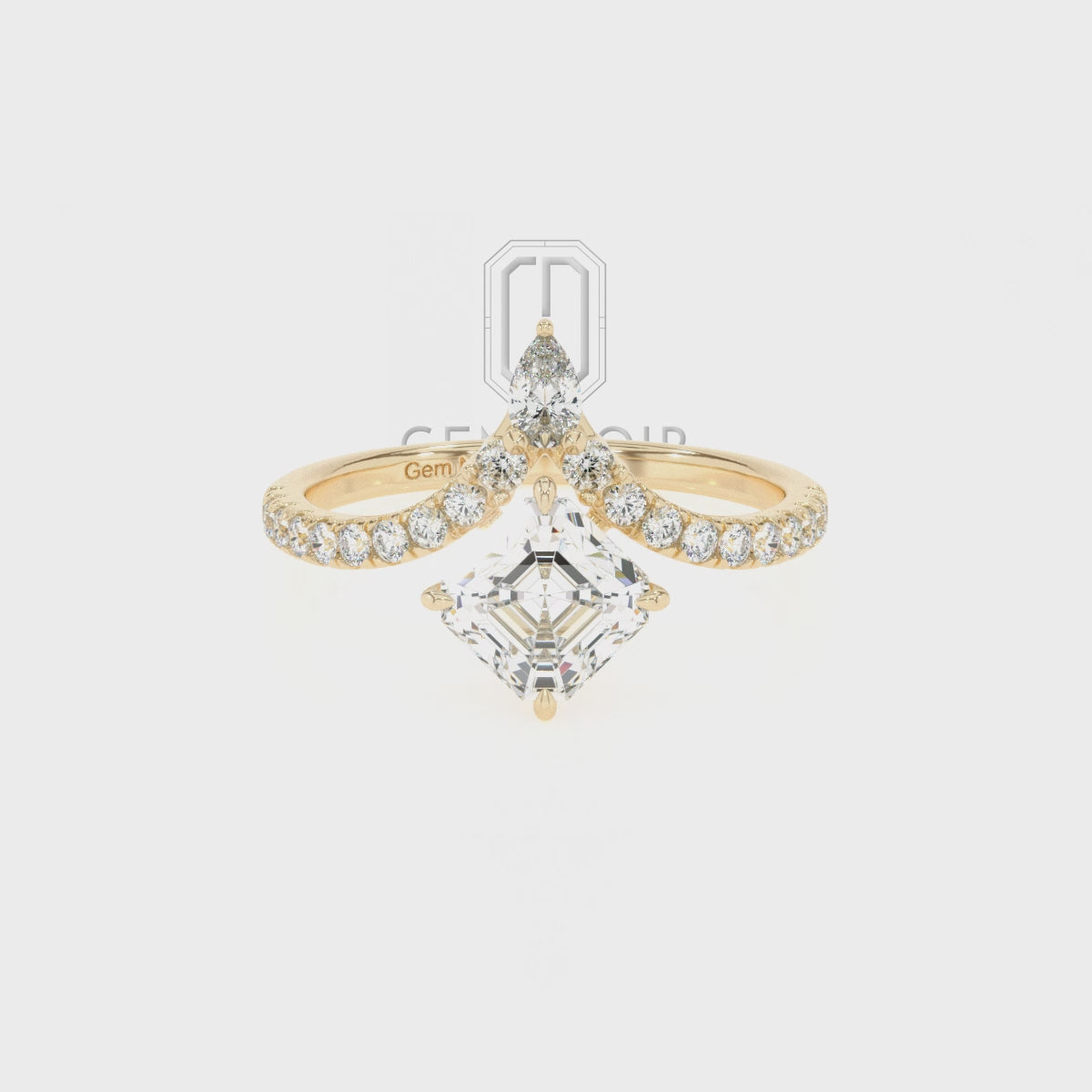 Lab Grown Moissanite Asscher Solitaire Engagement Rings