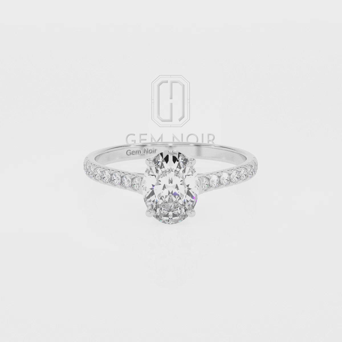 Lab Grown Emerald Oval Half Eternity with Diamonds Solitaire Engagement Rings