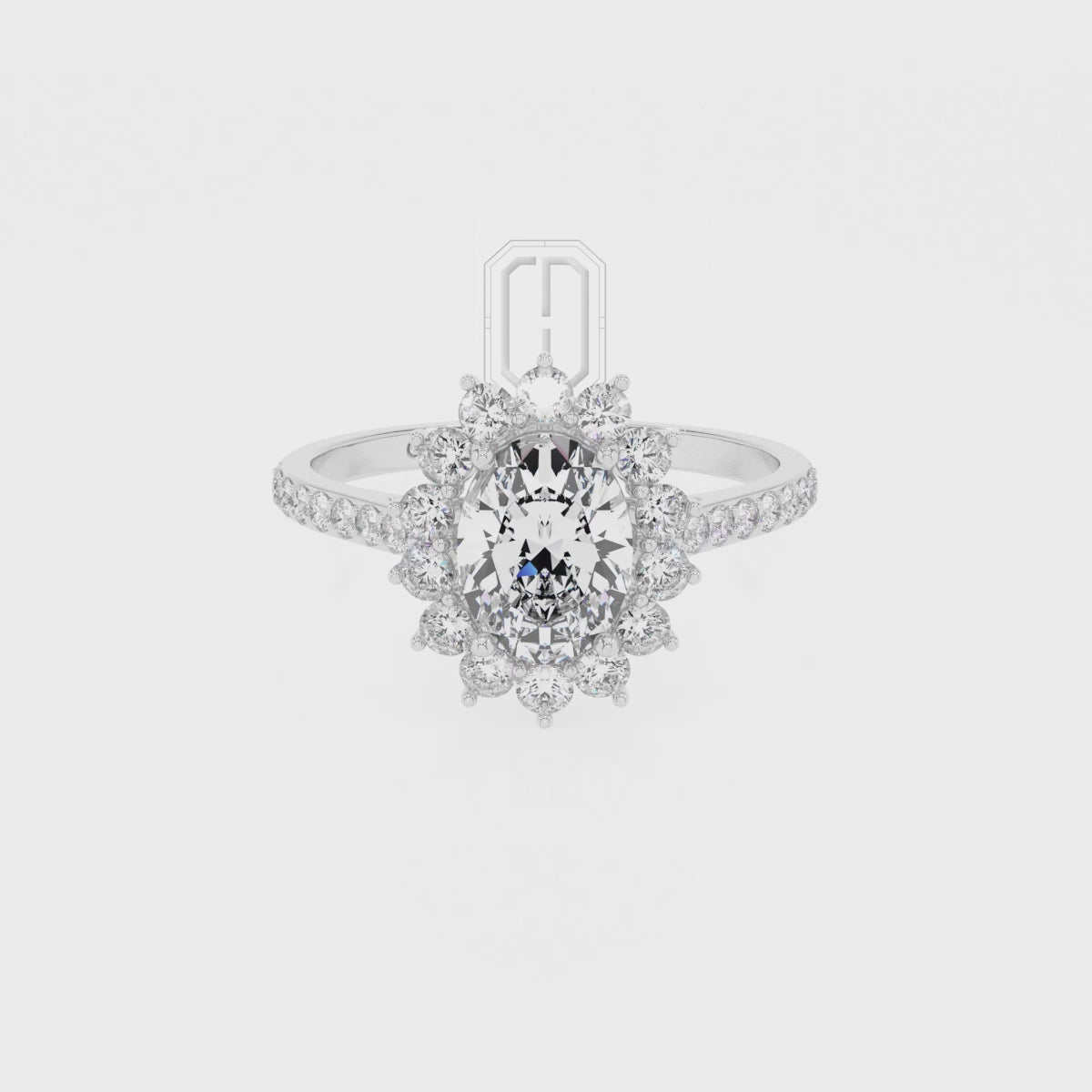 Natural Smoky Quartz Oval with Diamonds Double Halo Solitaire Engagement Rings