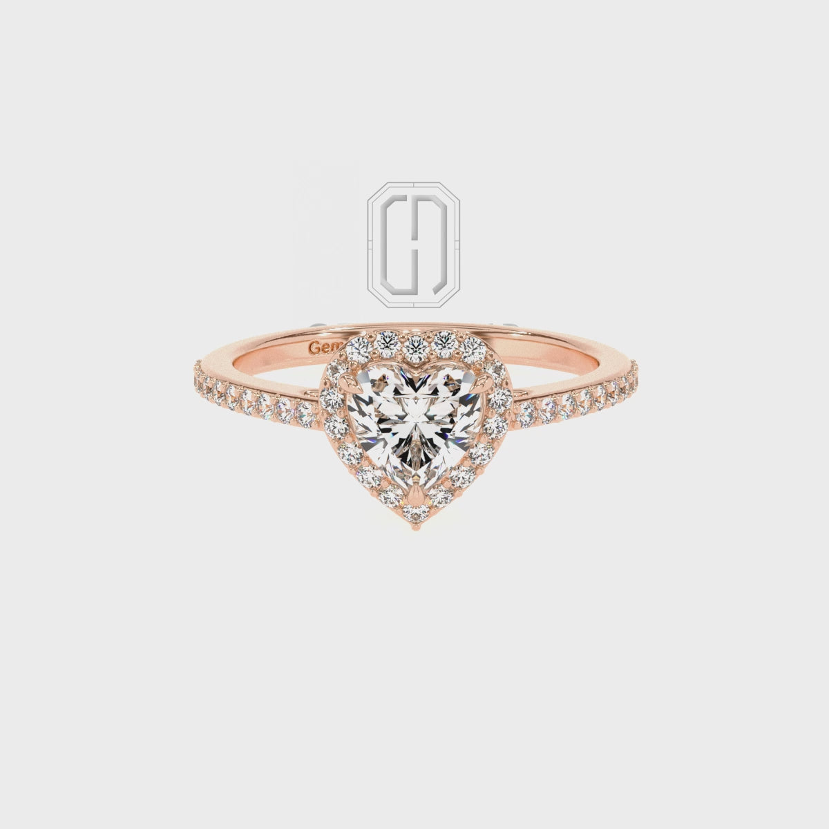 Lab Grown Blue Sapphire Heart with Diamonds Halo Solitaire Engagement Rings