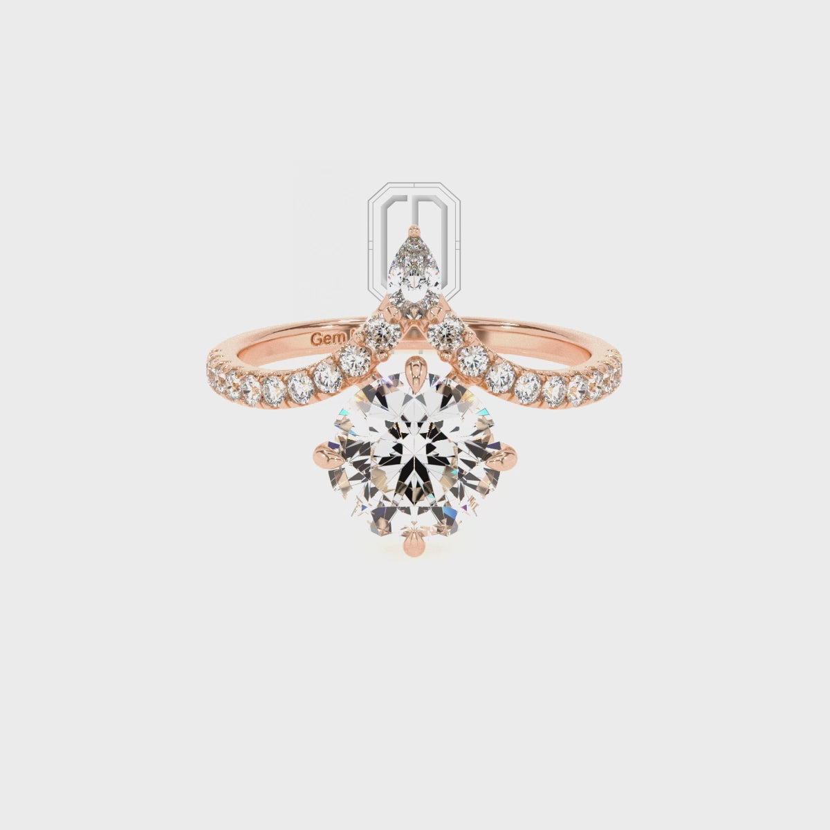 Natural Rainbow Moonstone Round with Diamonds Solitaire Engagement Rings