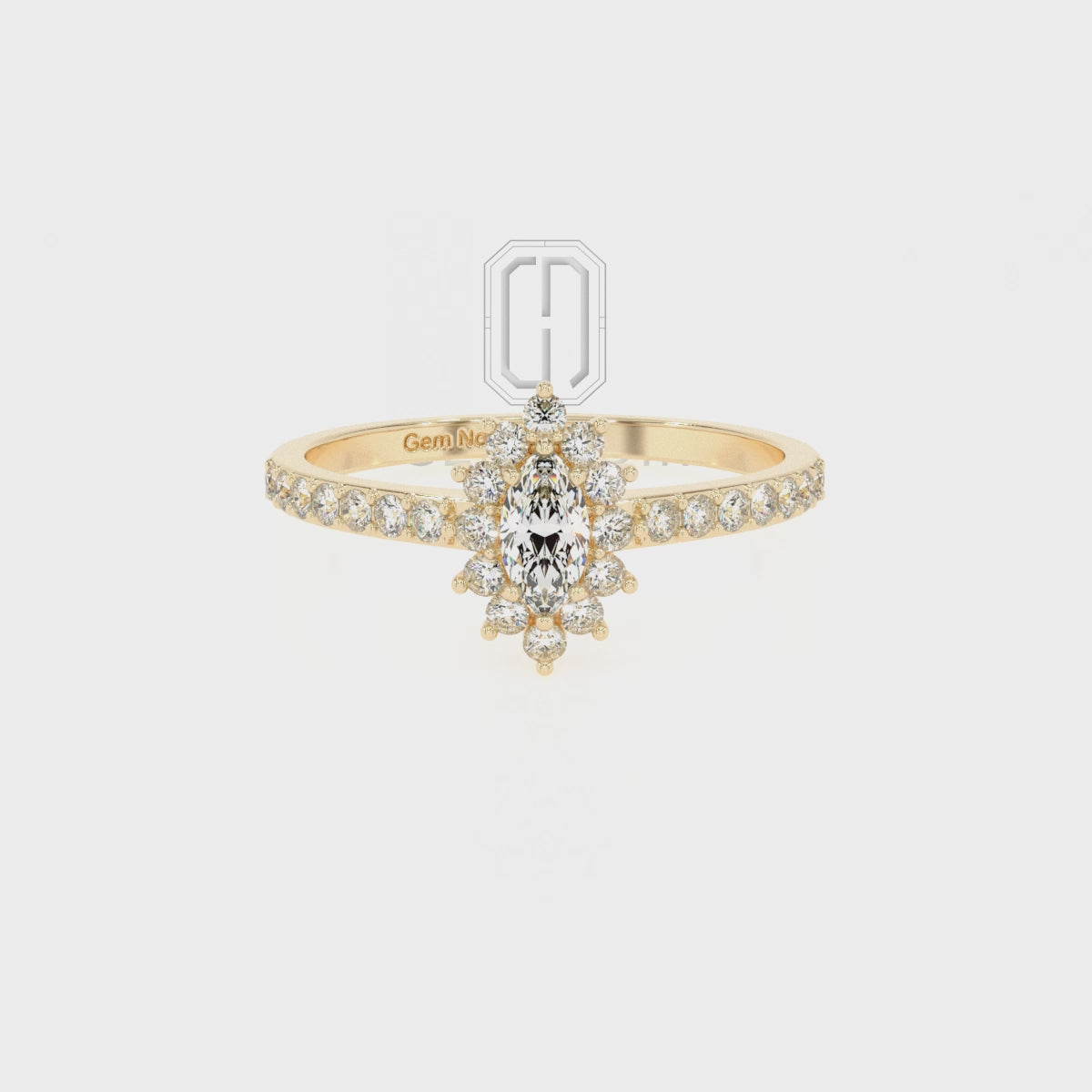 Lab Grown Moissanite Marquise Double Halo Solitaire Engagement Rings