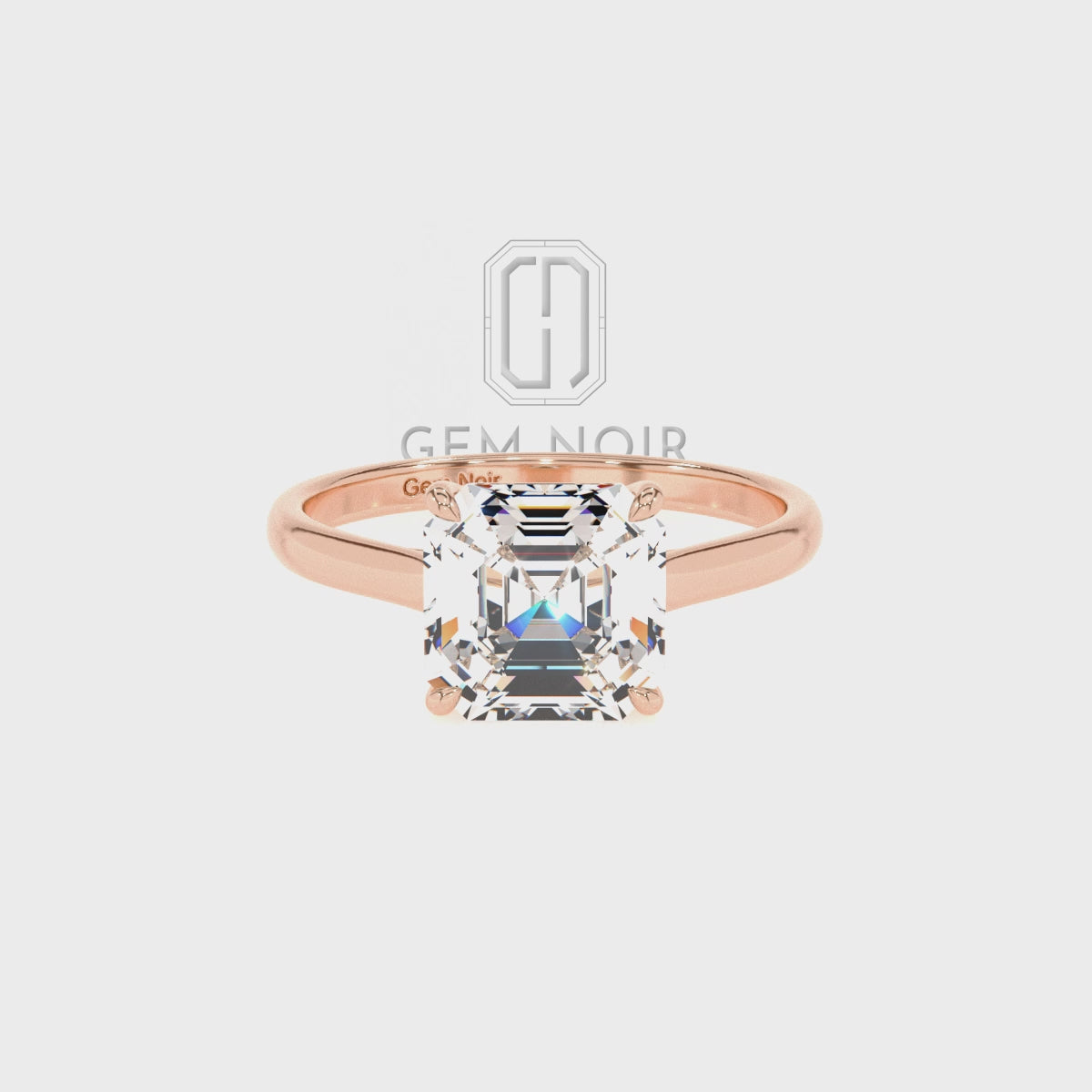 Lab Grown Moissanite Asscher Solitaire Engagement Rings