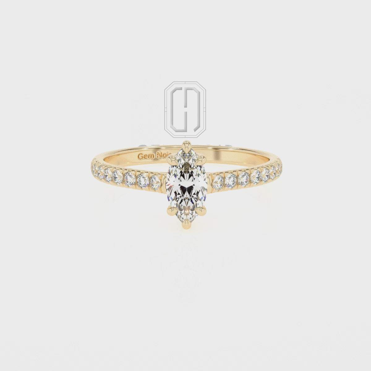 Lab Grown Moissanite Marquise Half Eternity Solitaire Engagement Rings