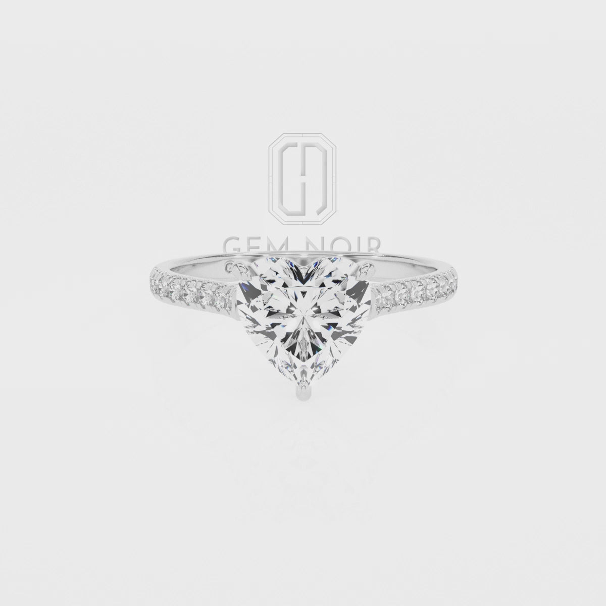 Lab Grown Emerald Heart Half Eternity with Diamonds Solitaire Engagement Rings