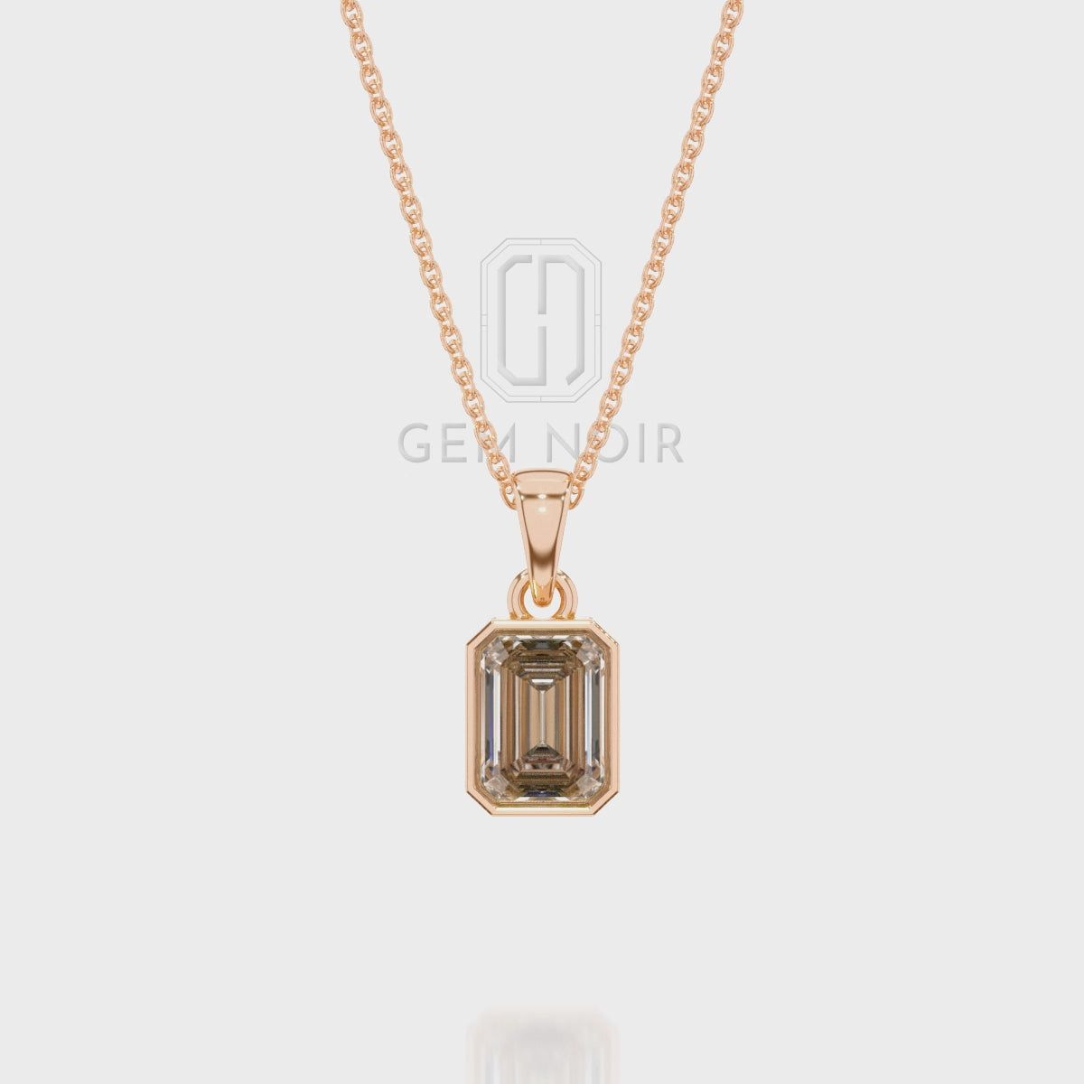 Natural London Blue Topaz Emerald-Cut Solitaire Pendant Necklace with 18" Chain