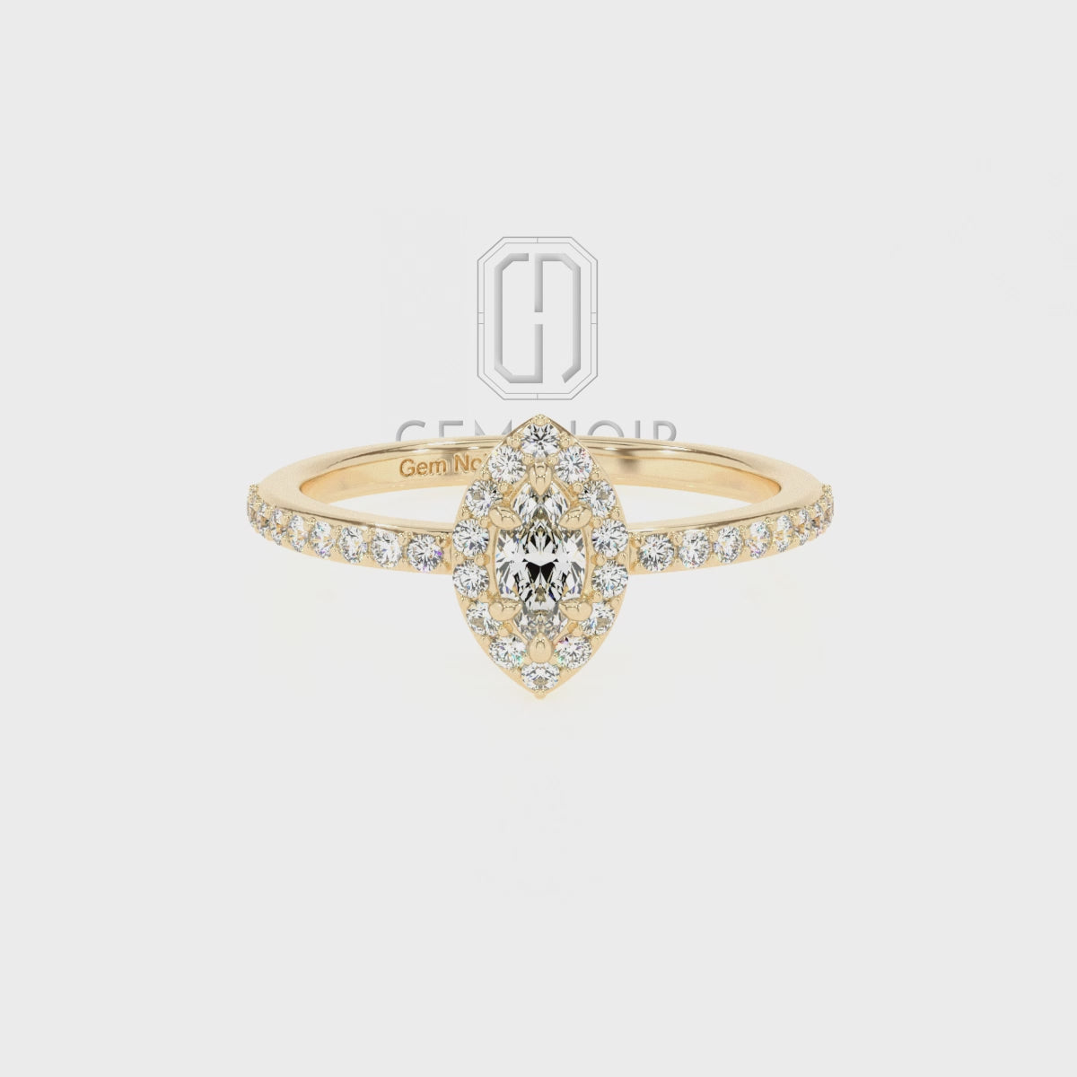 Lab Grown Moissanite Marquise Halo Solitaire Engagement Rings