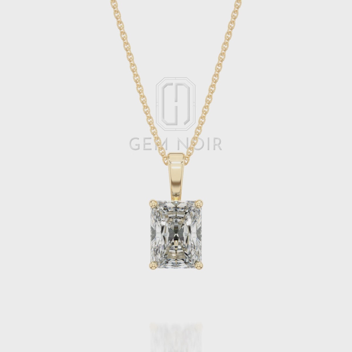 Natural Garnet Emerald-Cut Solitaire Pendant Necklace with 18" Chain