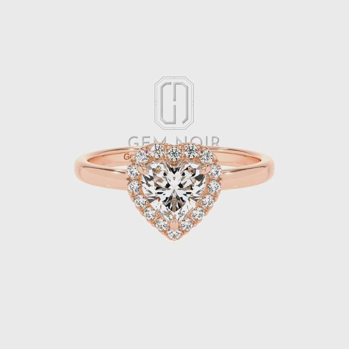 Natural Smoky Quartz Heart with Diamonds Halo Solitaire Engagement Rings