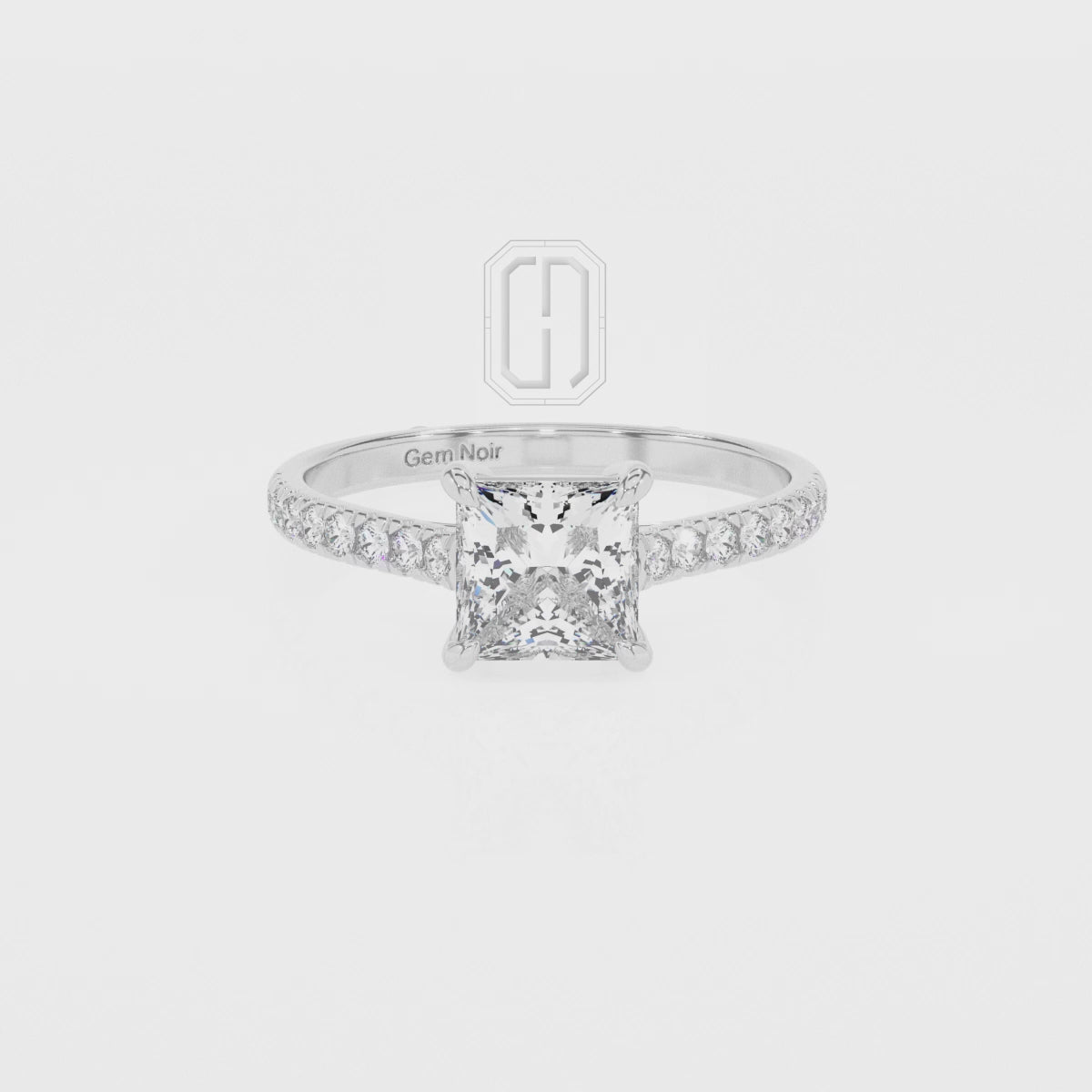 Lab Grown Moissanite Princess Half Eternity Solitaire Engagement Rings