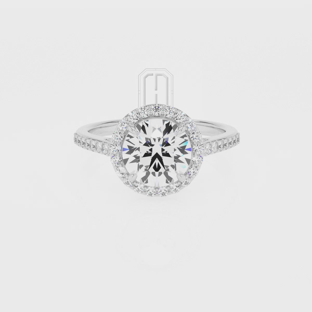 Lab Grown Emerald Round with Diamonds Halo Solitaire Engagement Rings