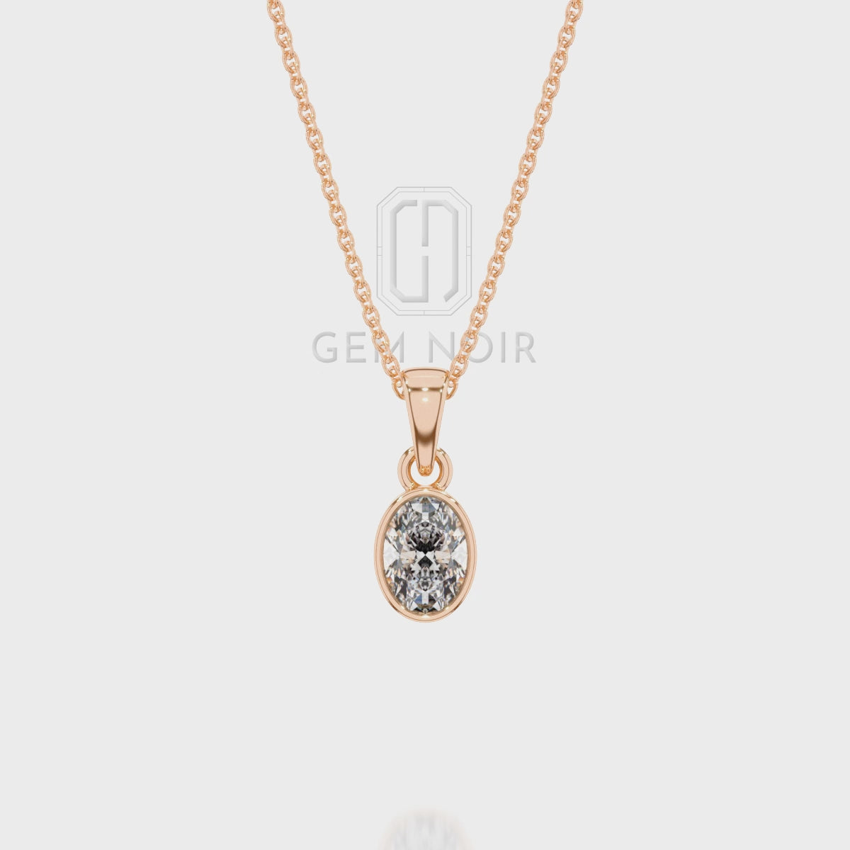 Lab Grown Aquamarine Oval Solitaire Pendant Necklace with 18" Chain