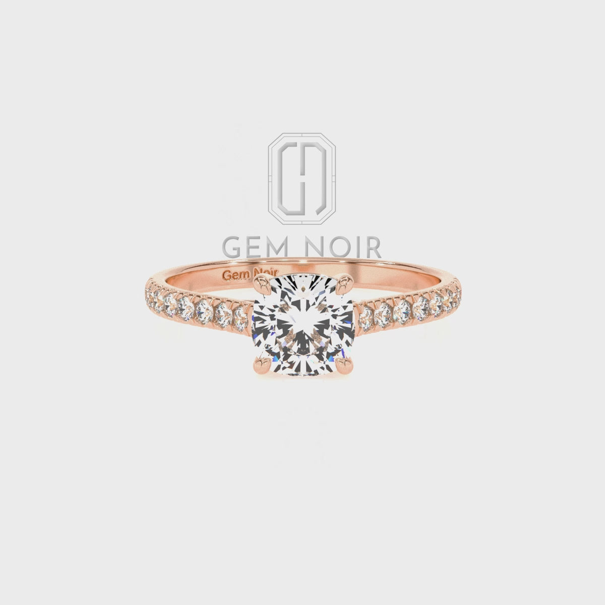 Lab Grown Emerald Cushion Half Eternity with Diamonds Solitaire Engagement Rings