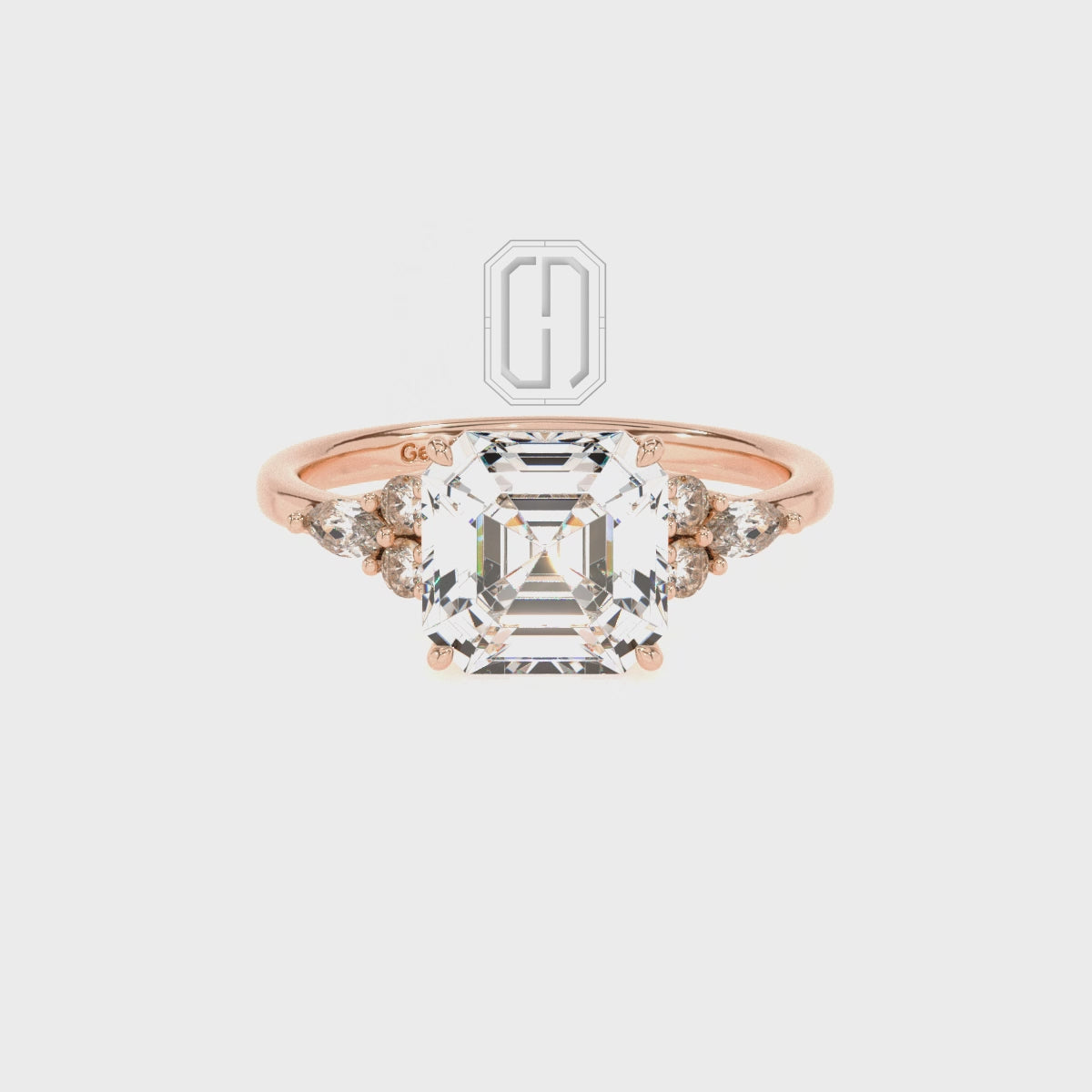 Lab Grown Moissanite Asscher Solitaire Engagement Rings