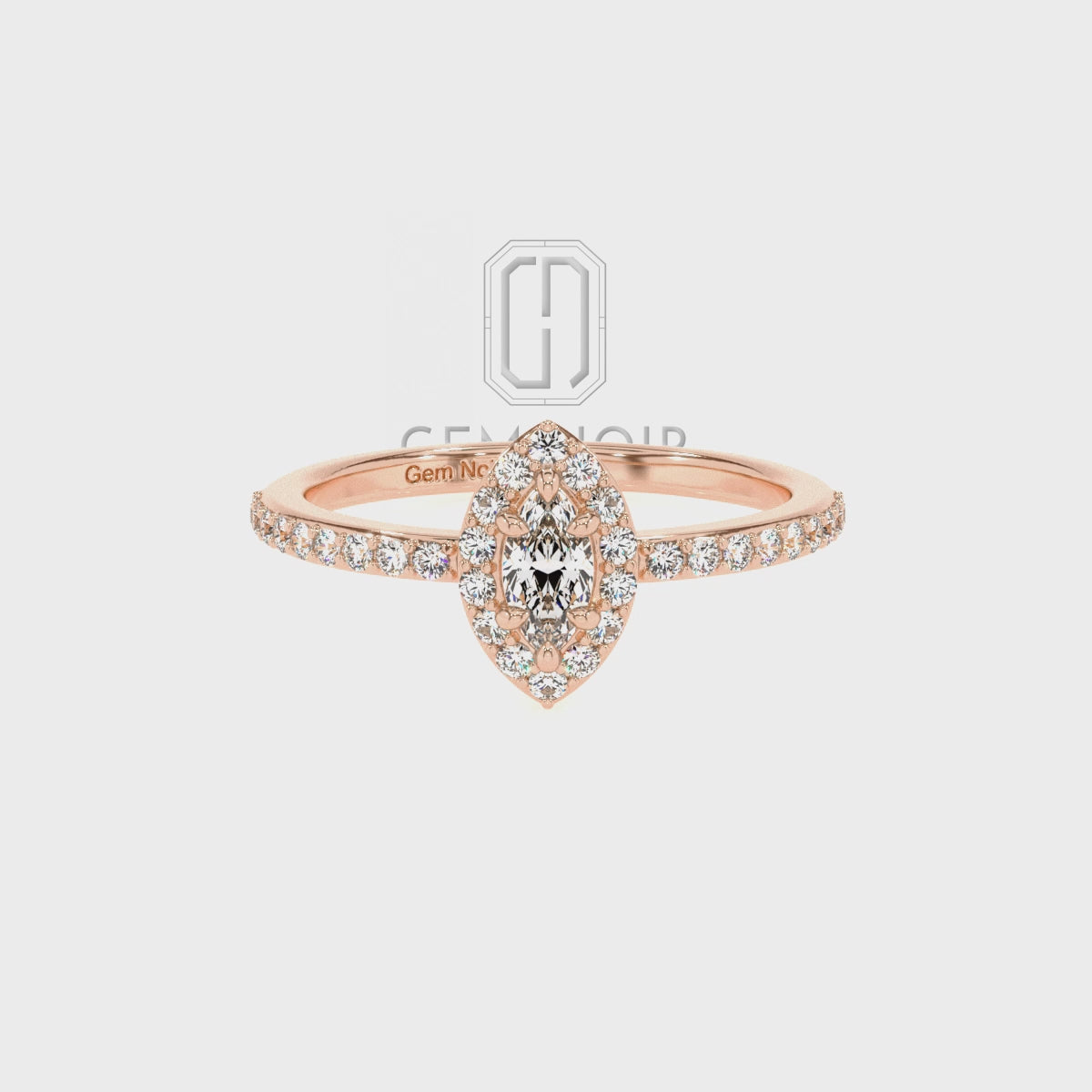 Lab Grown Moissanite Marquise Halo Solitaire Engagement Rings