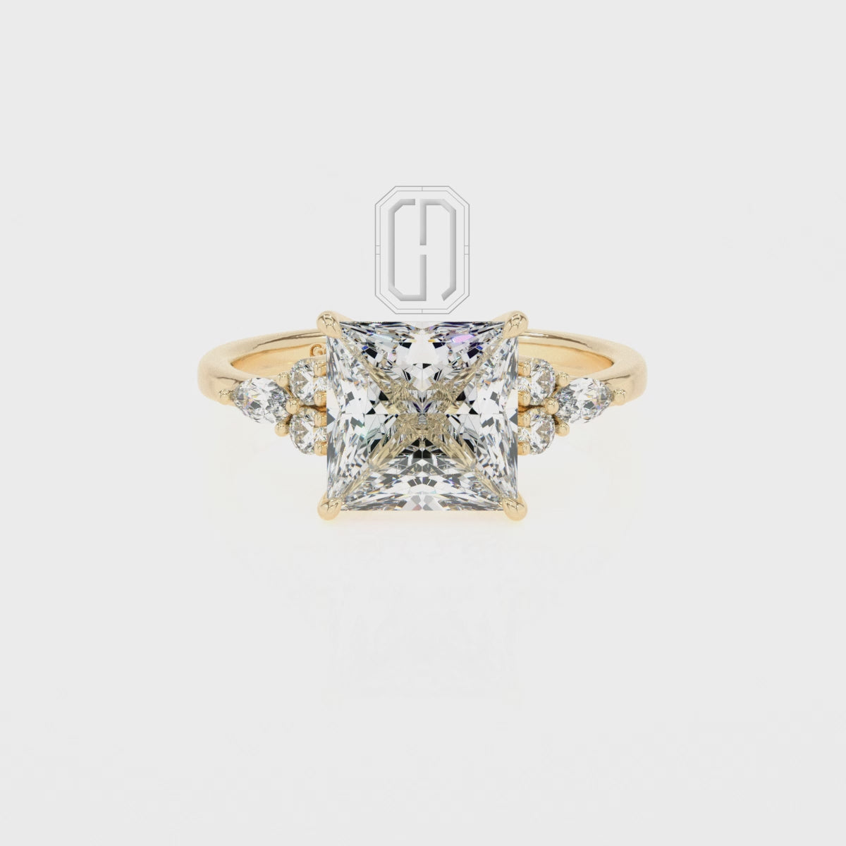 Lab Grown Moissanite Princess Solitaire Engagement Rings